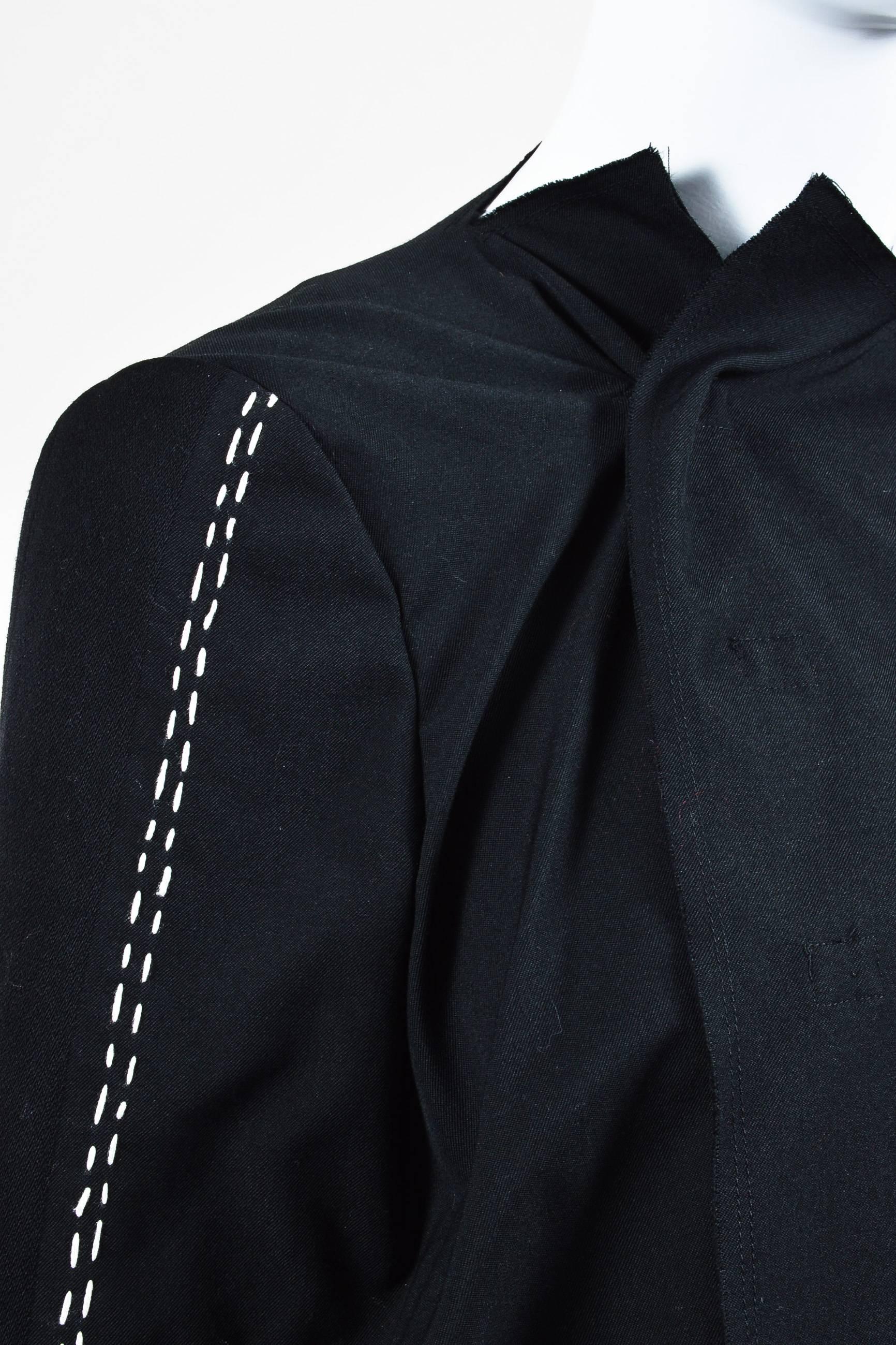 Women's Comme des Garcons Black White Stitching Wool Cape Jacket