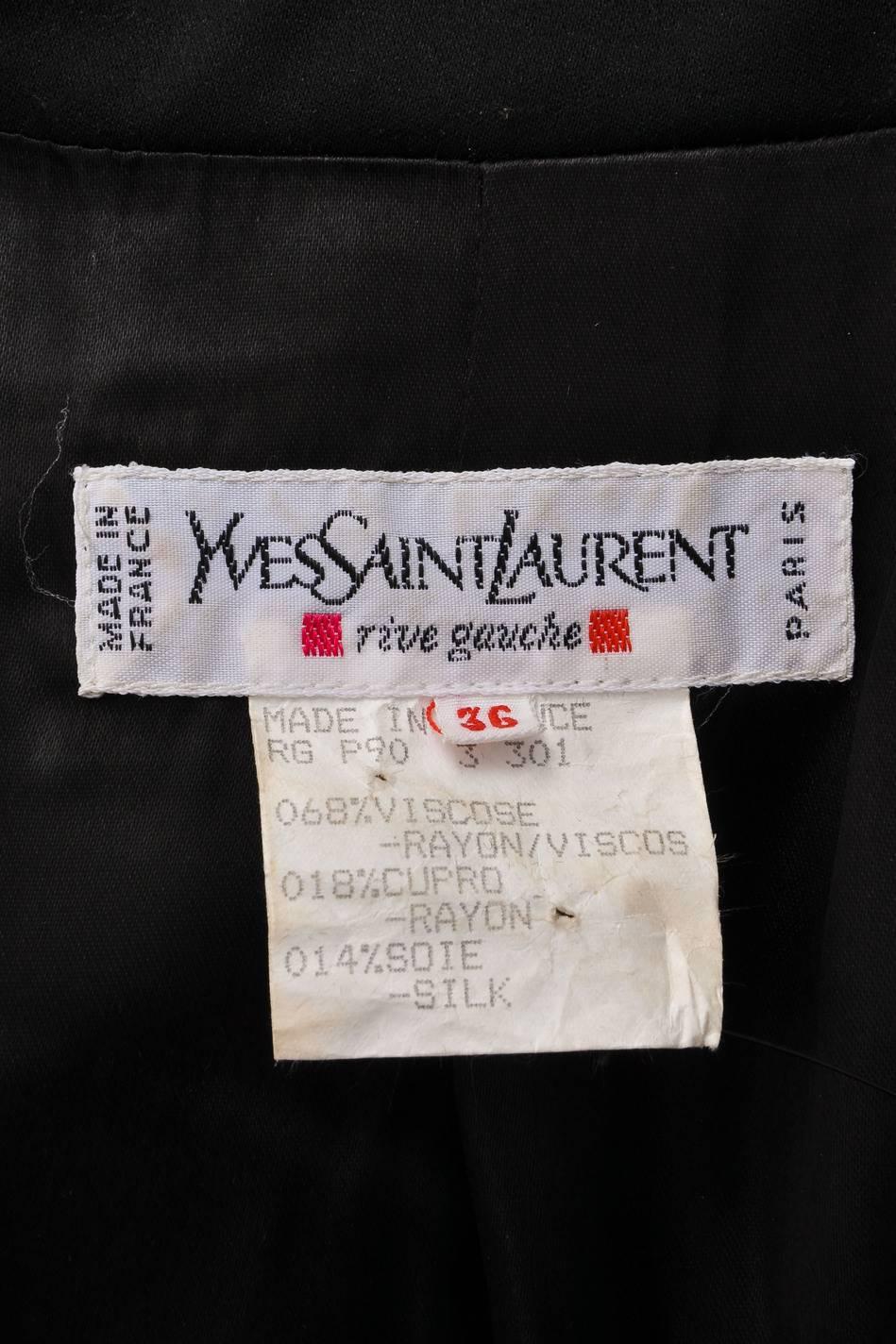 Women's Vintage Yves Saint Laurent Black Velvet w/ Rhinestone Button Blazer Size 36