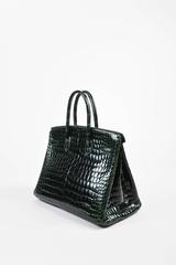 Hermes Vert Fonce Crocodile Porosus Shiny Palladium Hardware "Birkin" 35 cm Bag