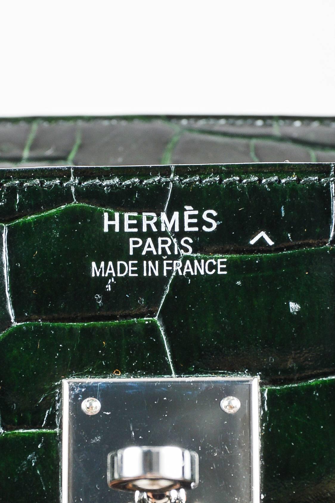 Hermes Vert Fonce Crocodile Porosus Shiny Palladium Hardware 