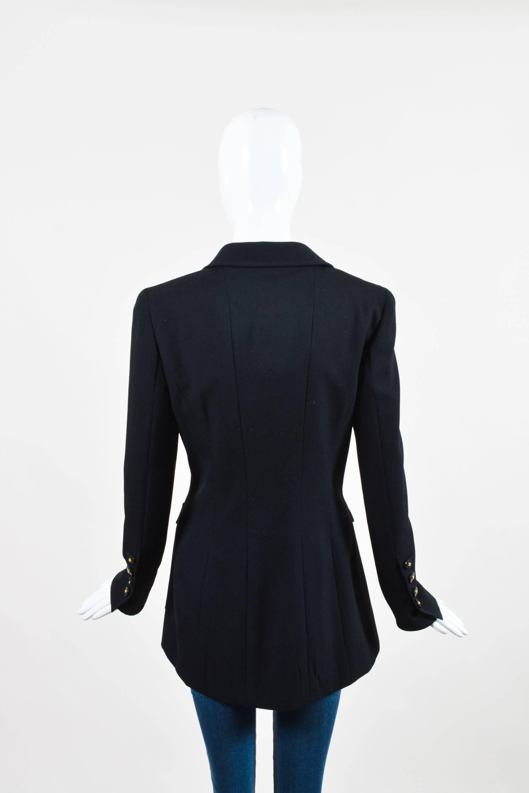 Chanel Boutique 1997 Spring Collection Black Wool LS Blazer Jacket Size 42 In Good Condition For Sale In Chicago, IL