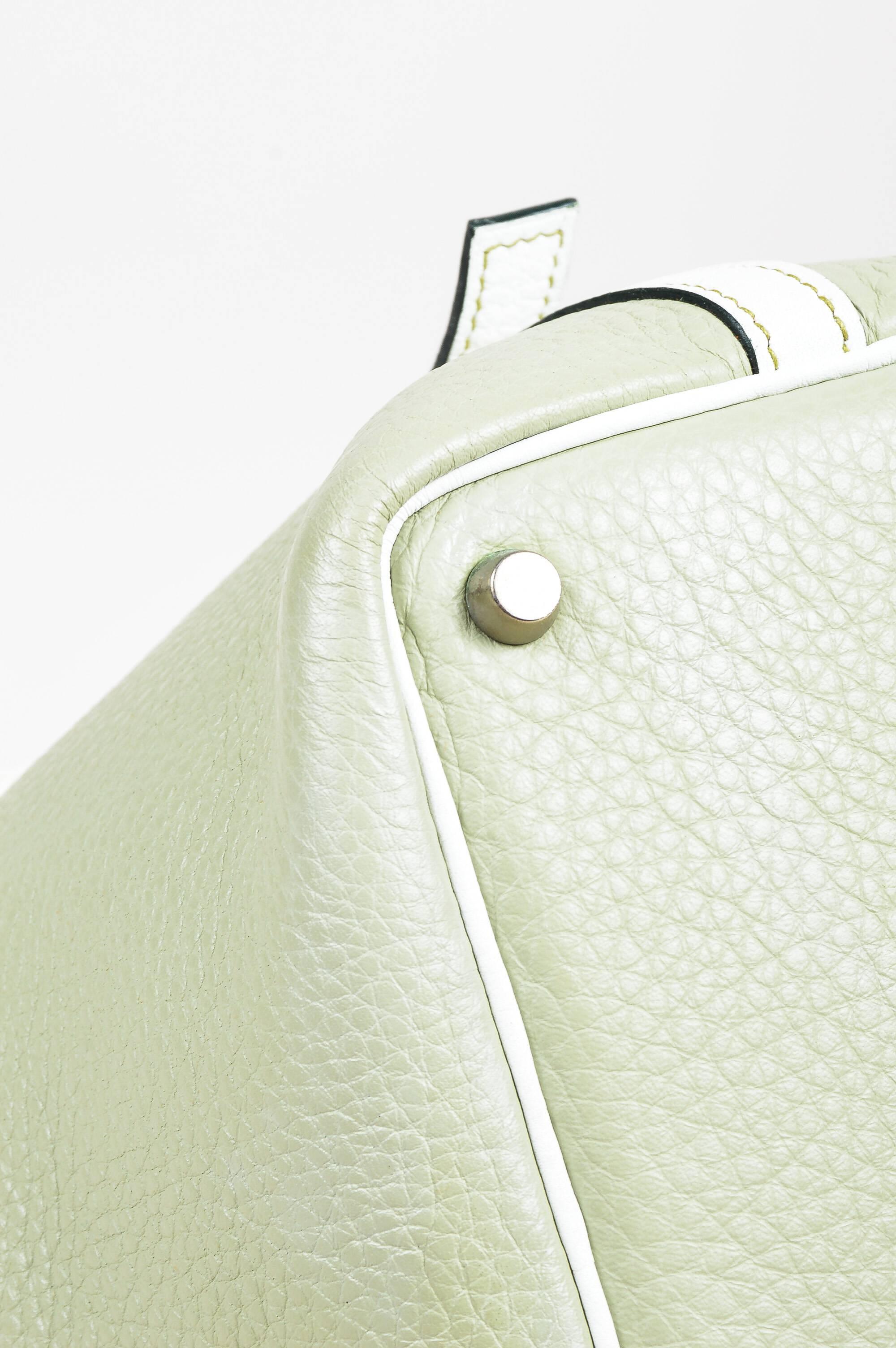 Hermes Pistache Blanc Clemence Leather 