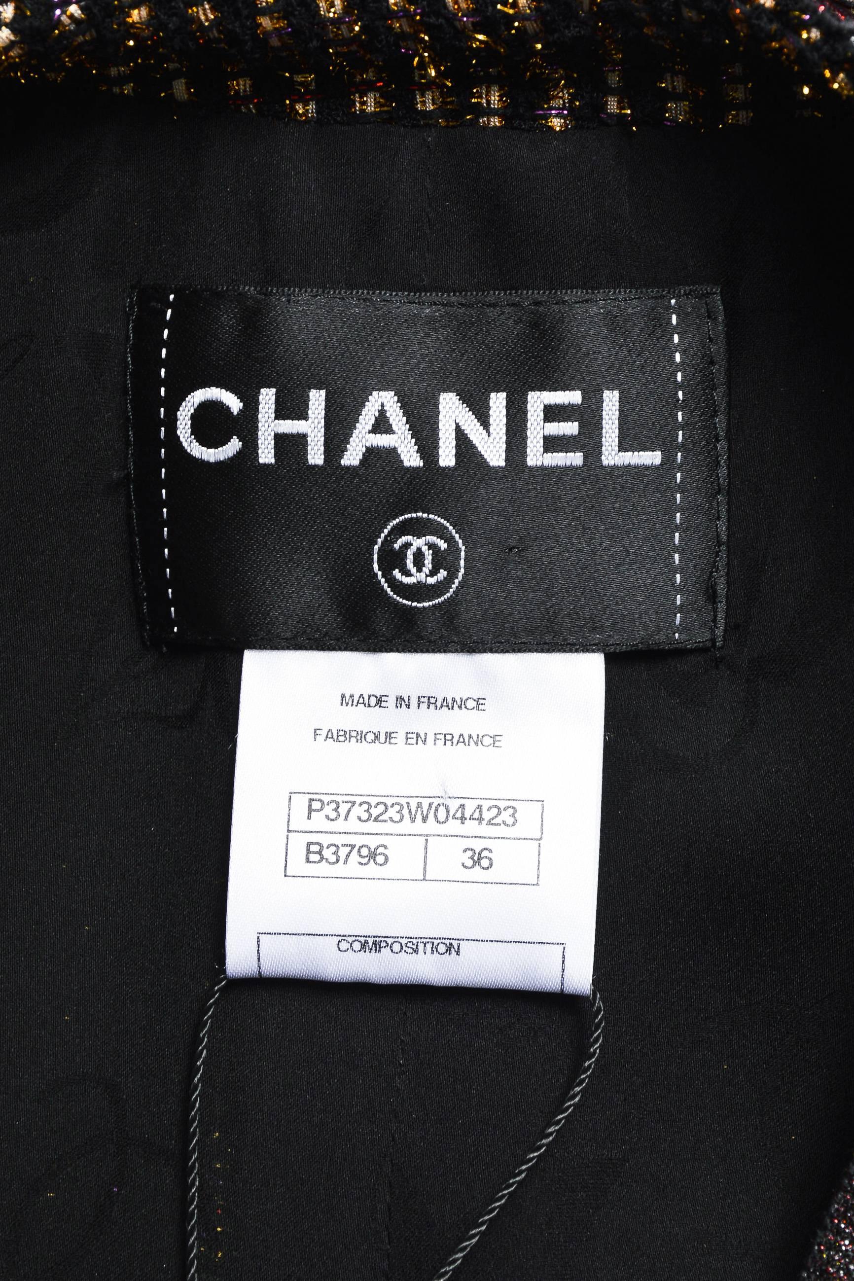 Women's Chanel Gold Metallic Multicolor Stripe Knit Longline LS Jacket SZ 36 For Sale
