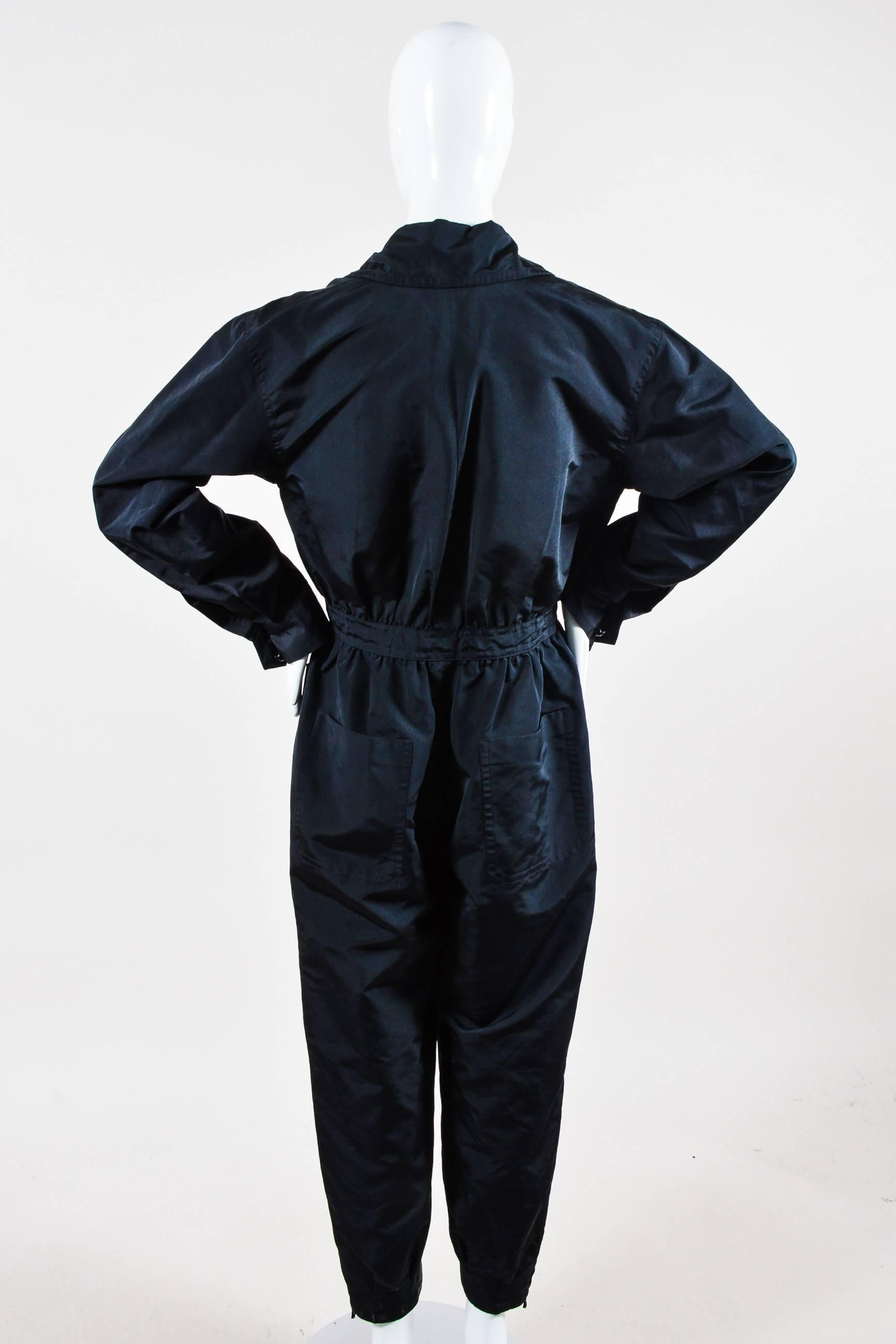 Chanel Black Silk Coverall Long Sleeve Jumpsuit Size 38 In Good Condition For Sale In Chicago, IL