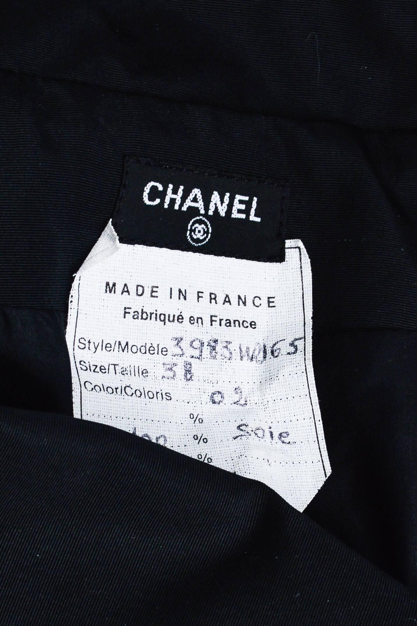 Chanel Black Silk Coverall Long Sleeve Jumpsuit Size 38 For Sale 1