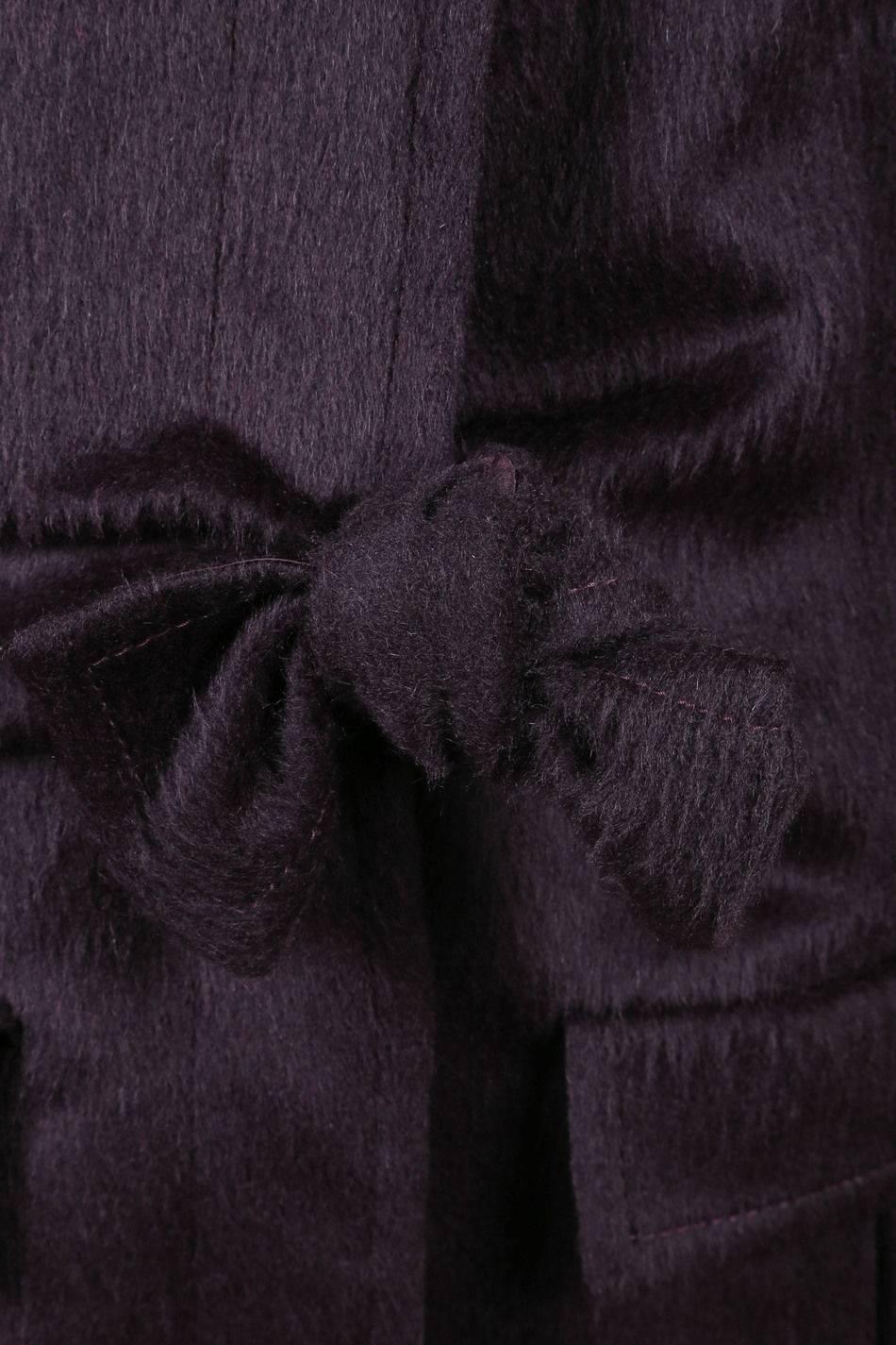 Black Gucci Dark Purple Woolen Bow Long Sleeve Pea Coat Size 44 For Sale
