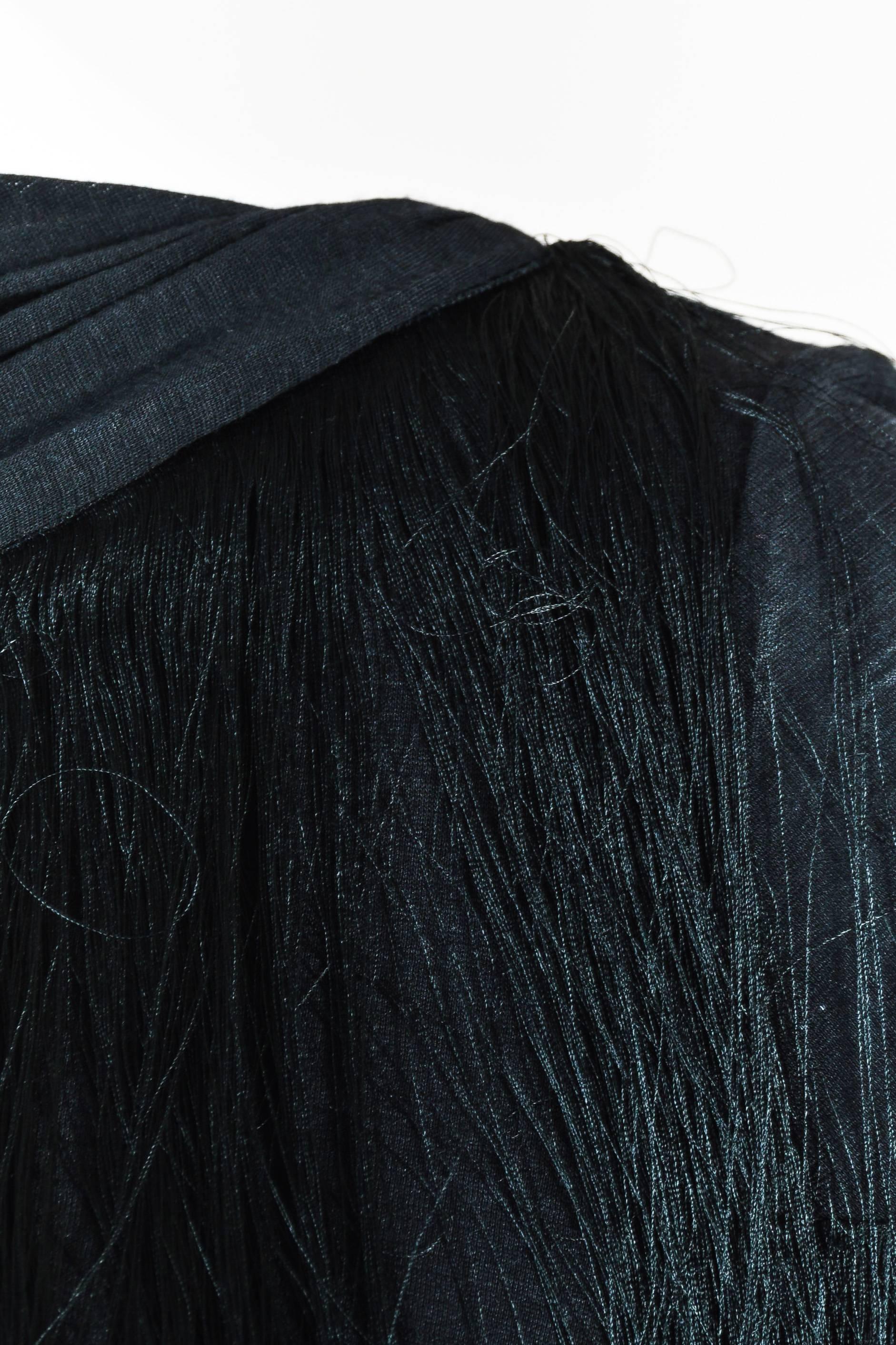 Women's Emilio Pucci Black Jersey Fringe Trimmed Long Sleeve Dress For Sale