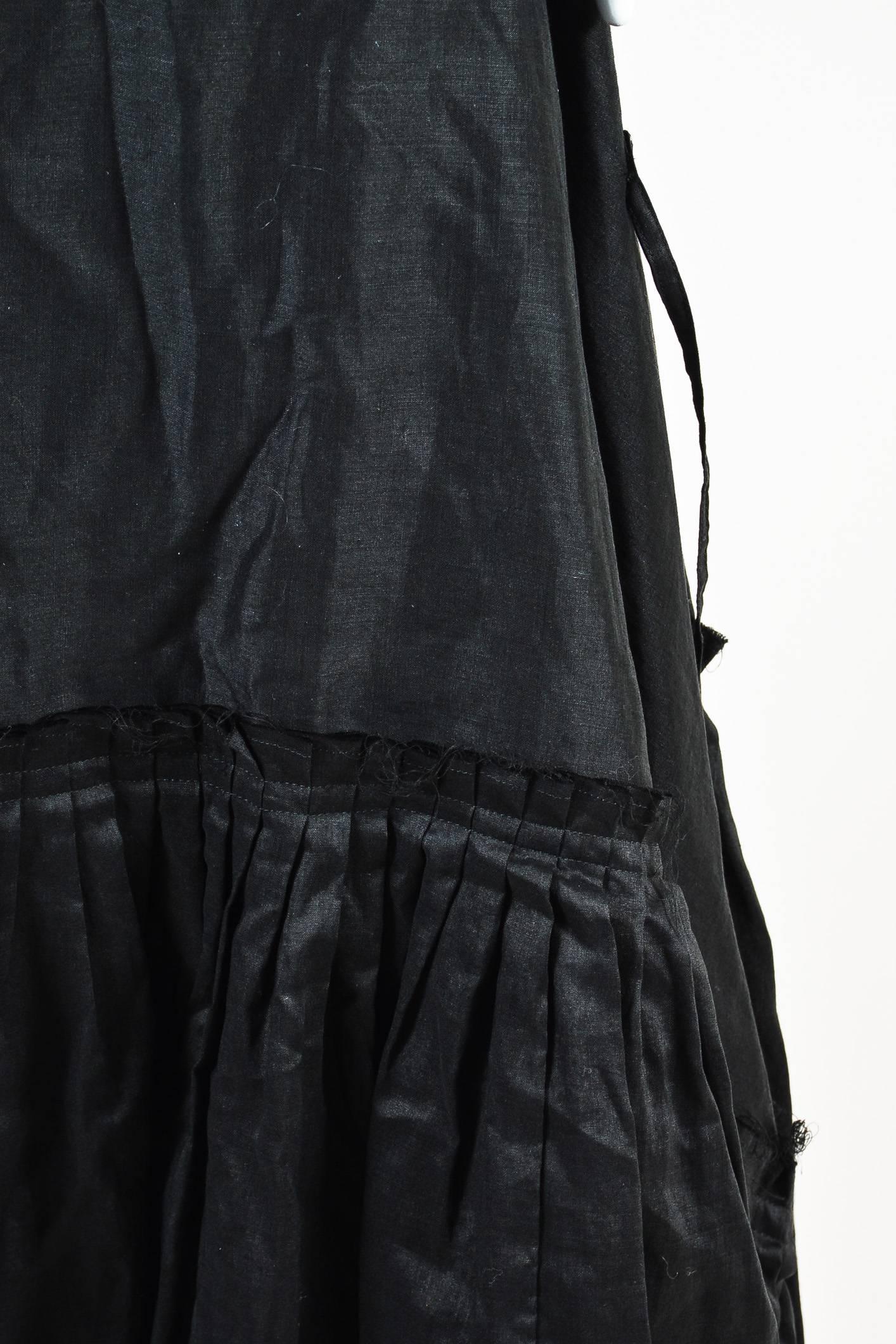 Women's Junya Watanabe Comme des Garcons New w/Tag Black Linen Tiered Pleated Skirt SZ M For Sale