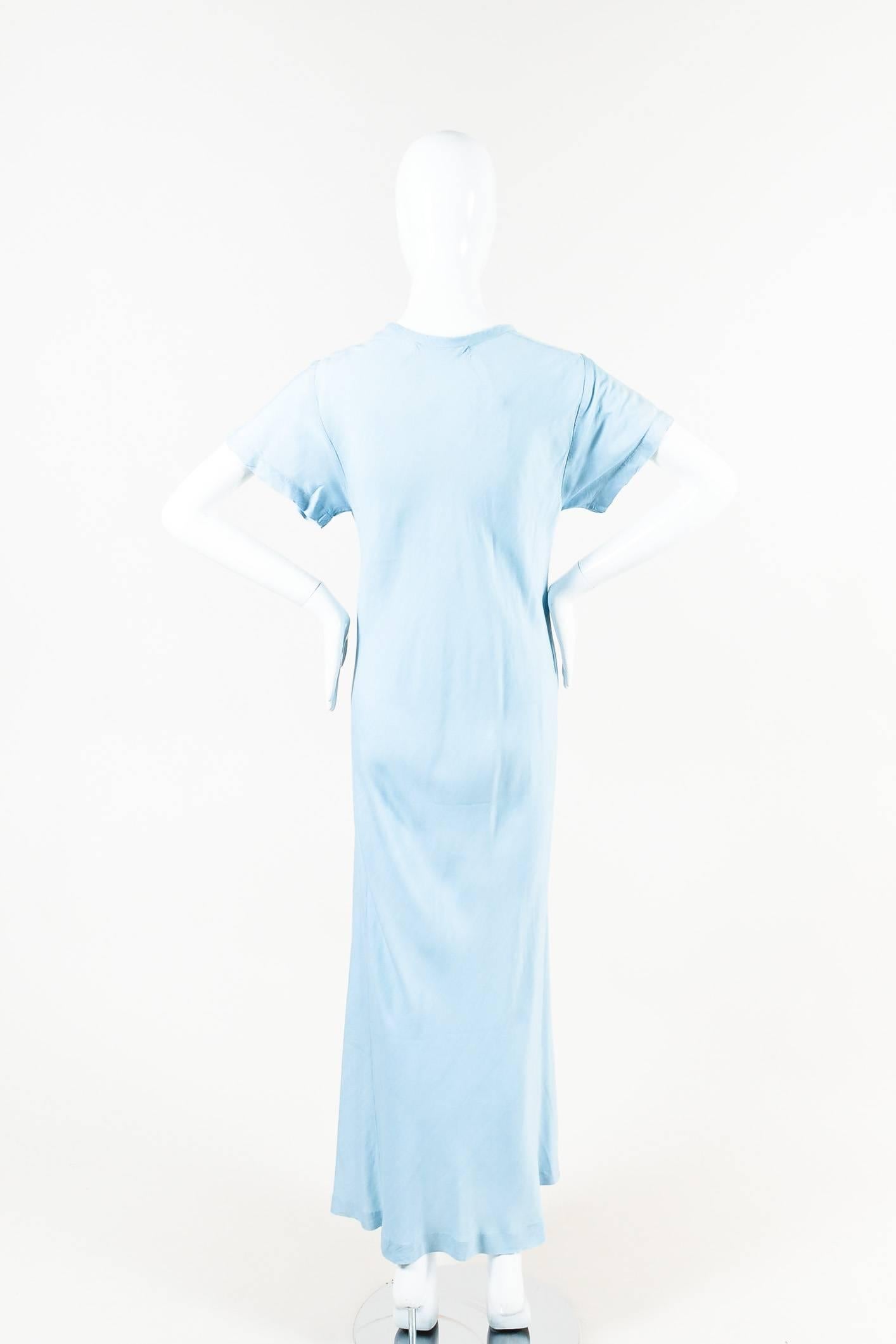 Comme des Garcons Baby Blue Short Sleeve Scoop Neck Maxi Dress In Excellent Condition For Sale In Chicago, IL