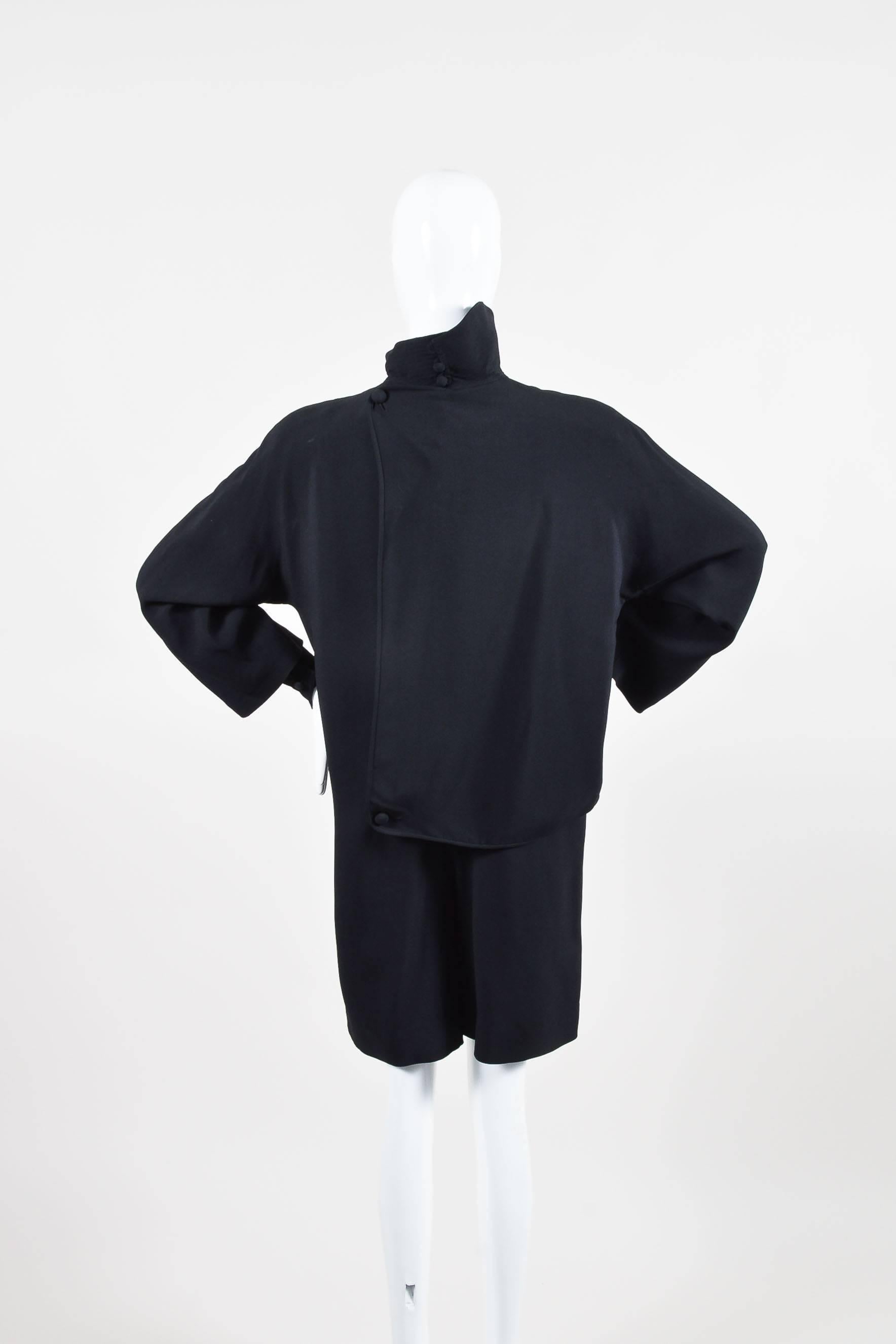 Vintage Gianfranco Ferre Black LS Turtleneck Shorts One Piece Suit Romper SZ 42 In Excellent Condition For Sale In Chicago, IL