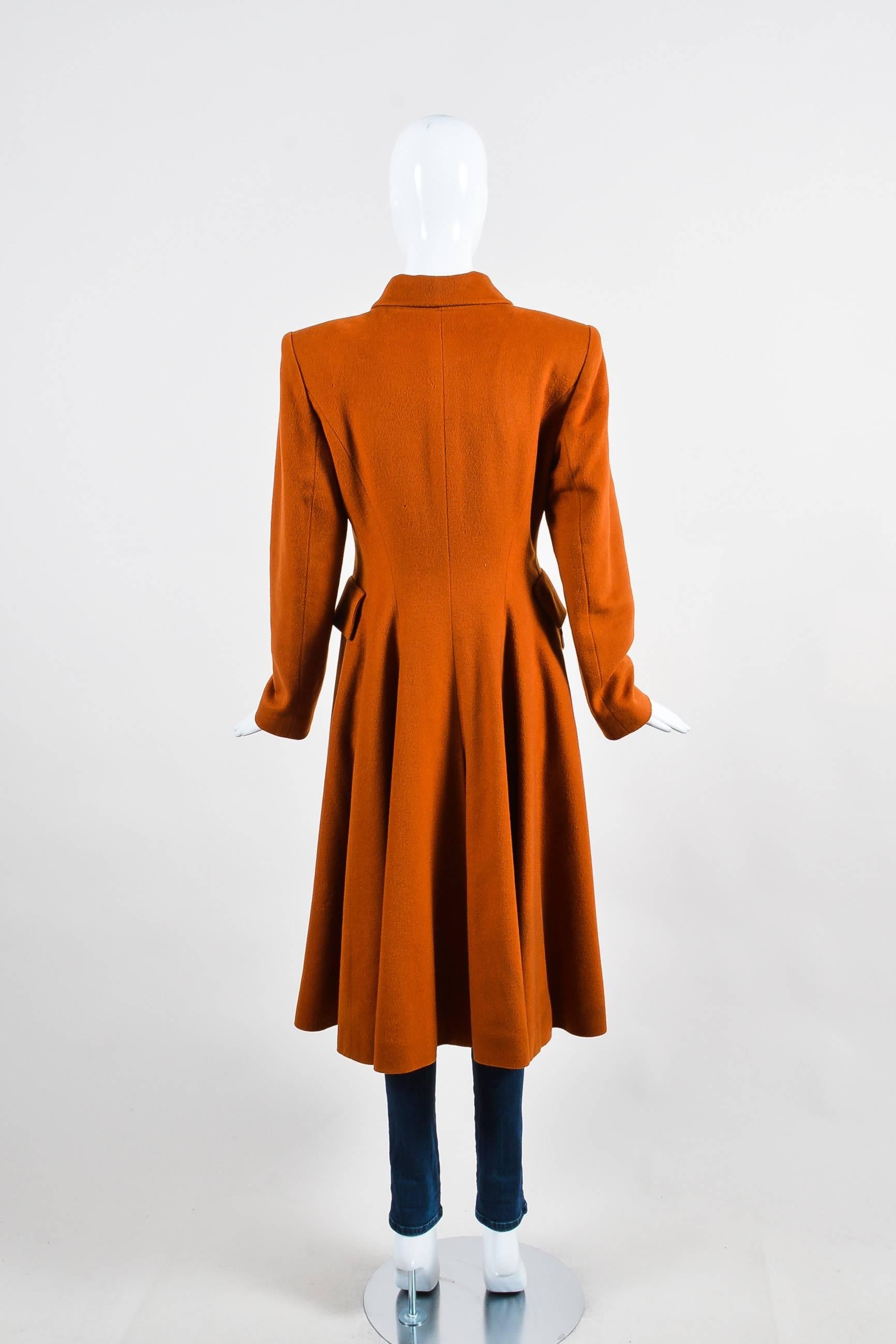 Vintage Hermes Burnt Orange Cashmere Flared Long Overcoat Size 36 In Excellent Condition For Sale In Chicago, IL