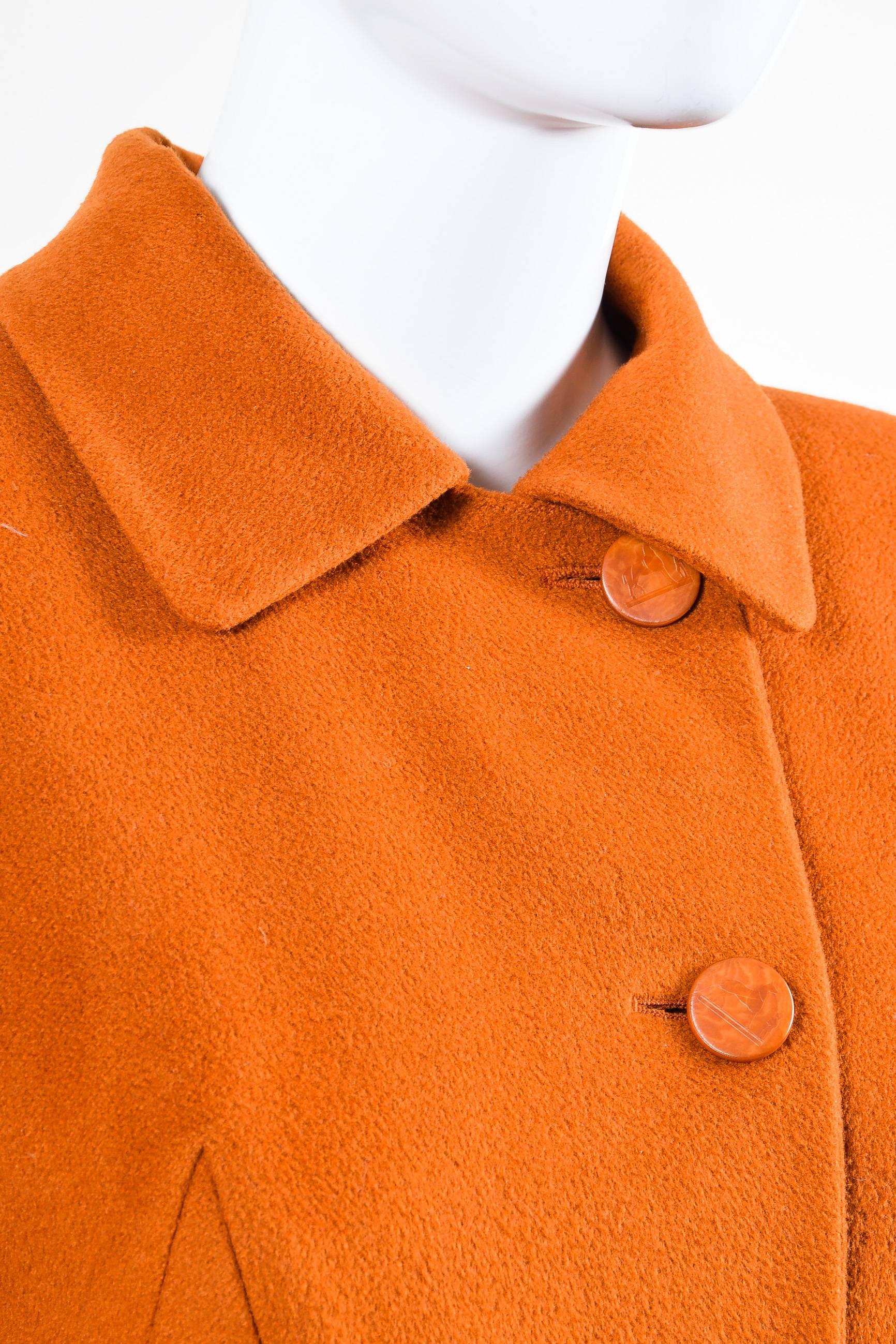 Women's Vintage Hermes Burnt Orange Cashmere Flared Long Overcoat Size 36 For Sale