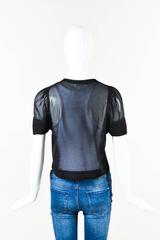 Comme des Garcons Black Sheer Velvet Bow Embellished Short Sleeve Pleated Top