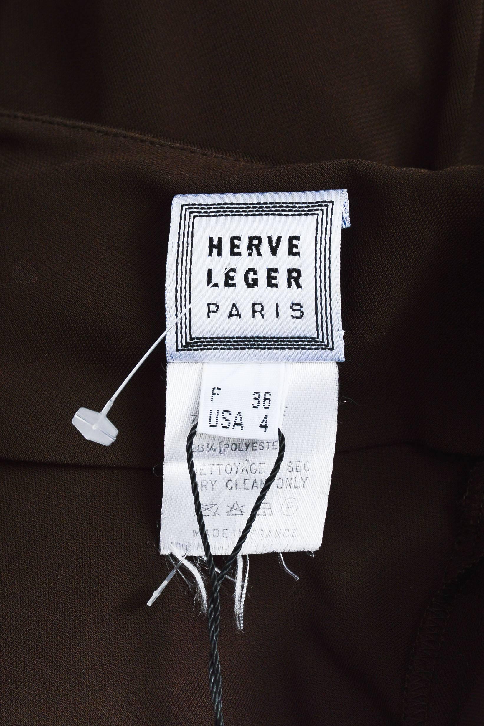 Black Vintage Herve Leger Brown Crepe Cut Out Sleeveless Halter Dress Size 4 For Sale