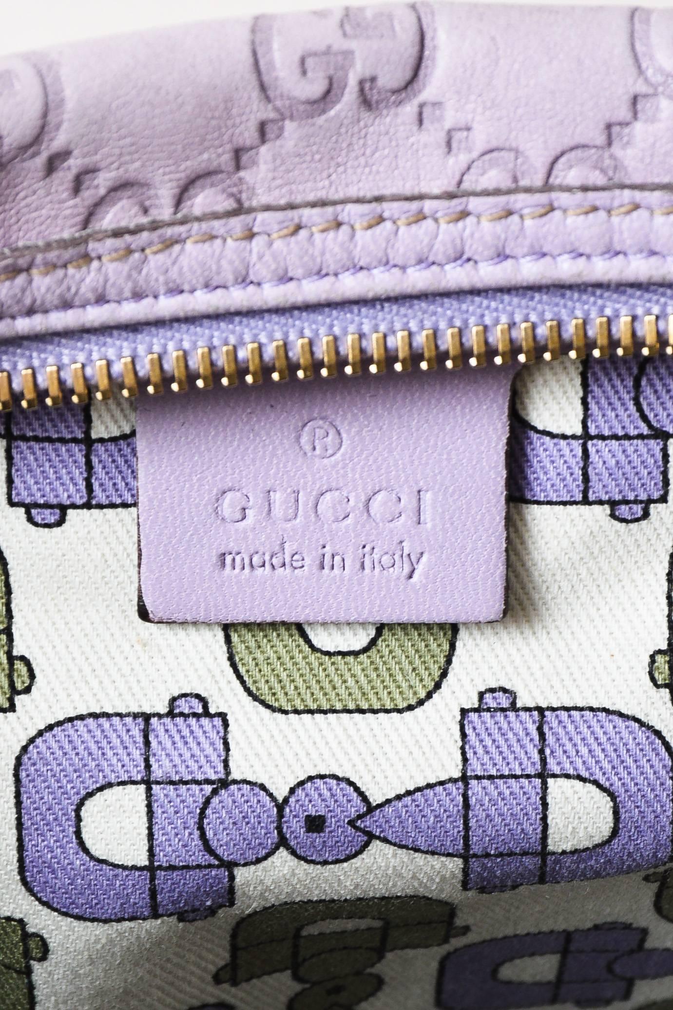 Gucci Light Purple Leather Guccissima Logo Embossed 