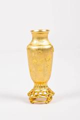 Judith Leiber Gold Tone Asian Inspired Cherry Blossom Bird Small Bud Vase
