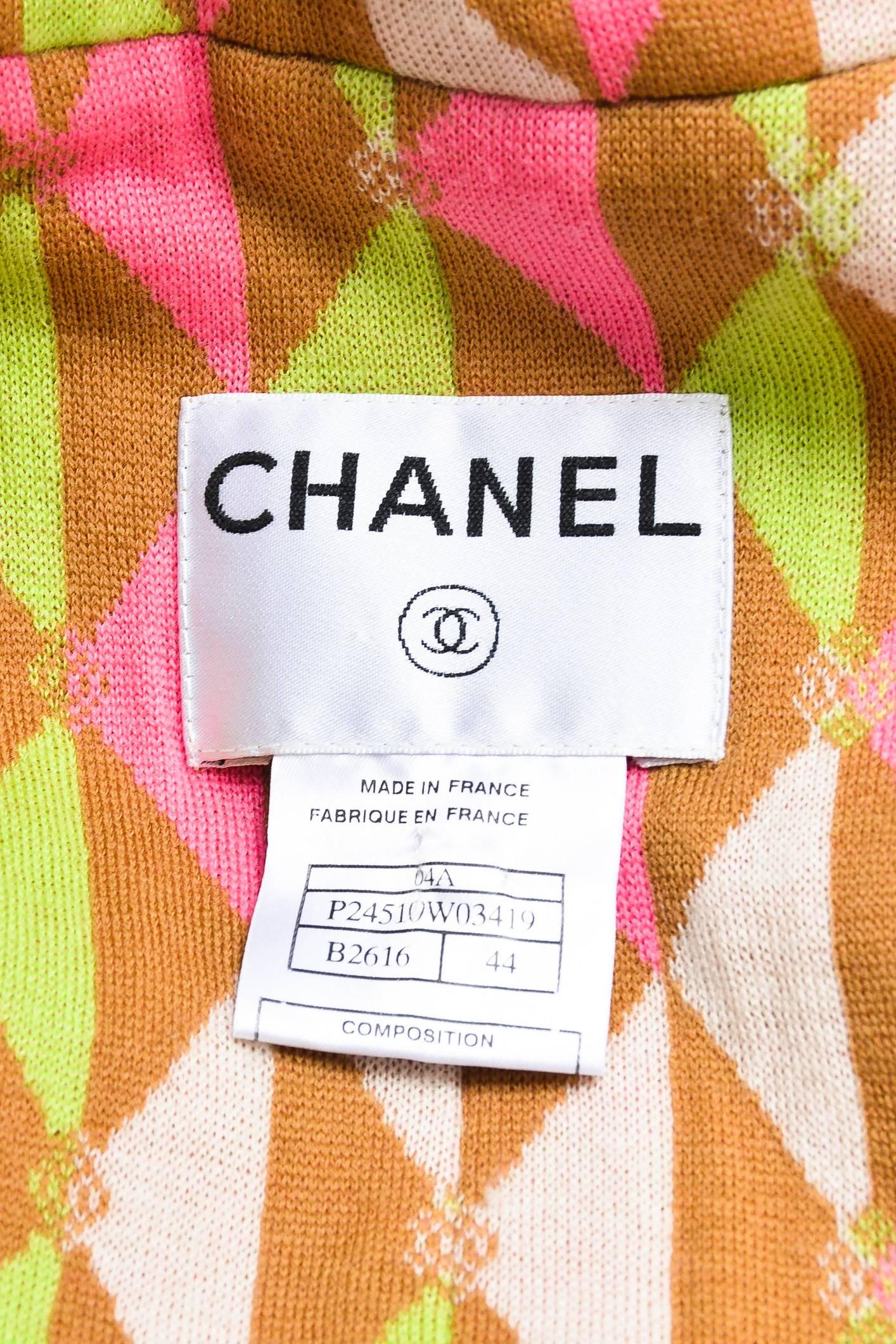 Beige Chanel Tan Multicolor Wool Tweed LS Collared Fray Trim Open Jacket Size 44 For Sale