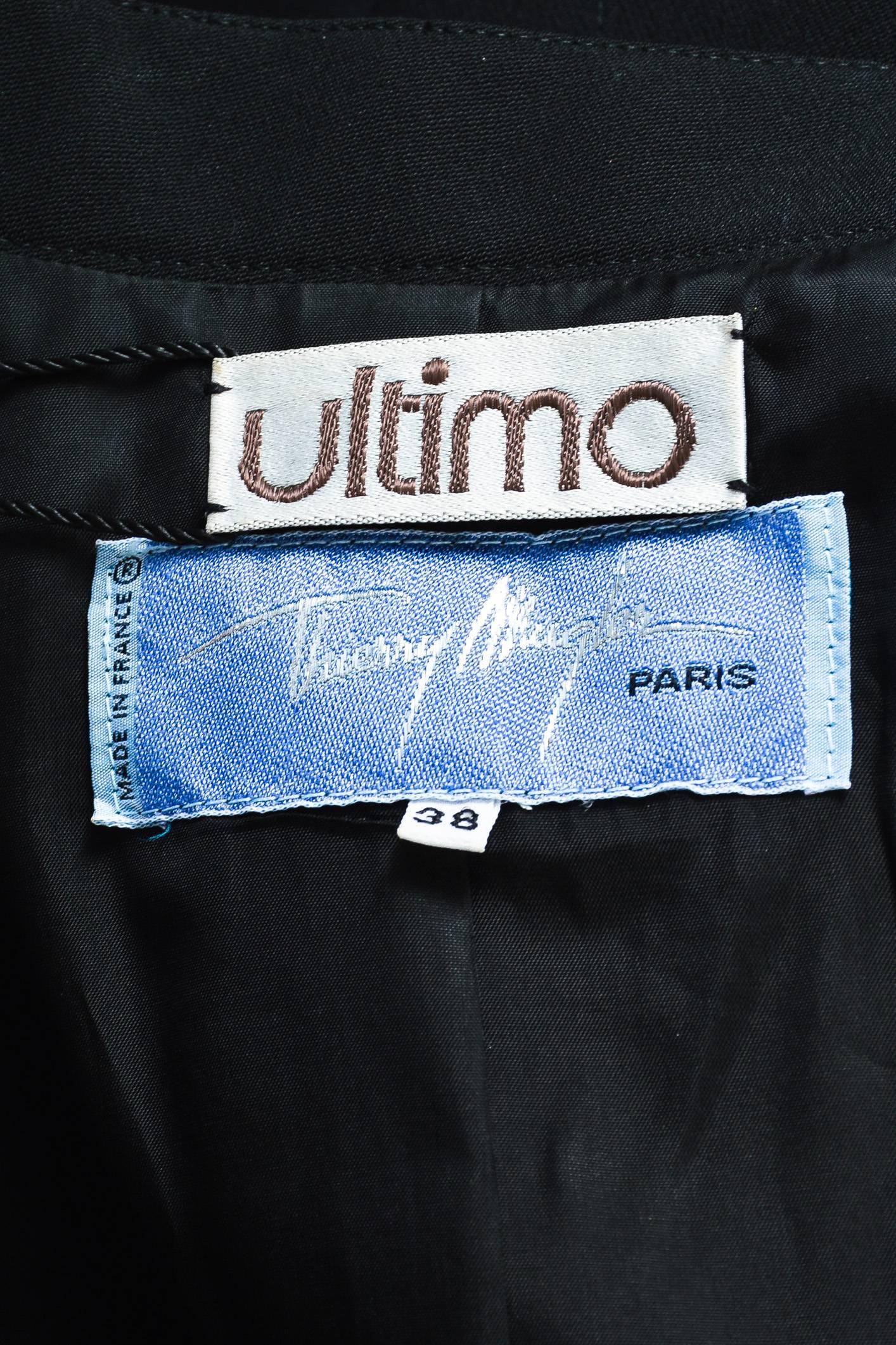 Vintage Thierry Mugler Black Wool Velvet Bow Paneled Long Sleeve Jacket Size 38 In Good Condition In Chicago, IL