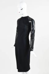 Ralph Lauren Collection RUNWAY $5295 Black Wool Leather Midi "Megan" Dress SZ 2