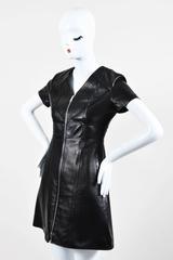 Christian Dior Pre Fall 2016 Runway Black Leather Paneled Zip Up SS Dress SZ 6