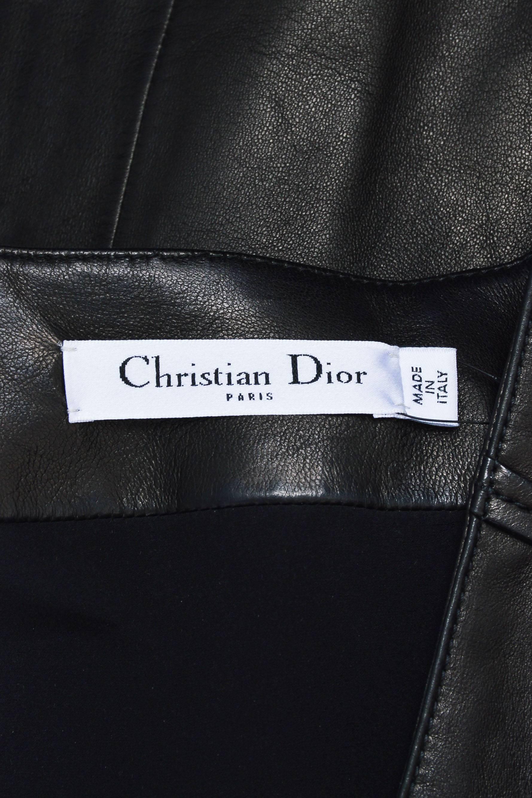 Christian Dior Pre Fall 2016 Runway Black Leather Paneled Zip Up SS Dress SZ 6 1
