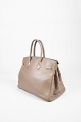 Hermes "Etoupe" Gray Taupe Swift Leather & Palladium Hardware 35 cm Birkin Bag