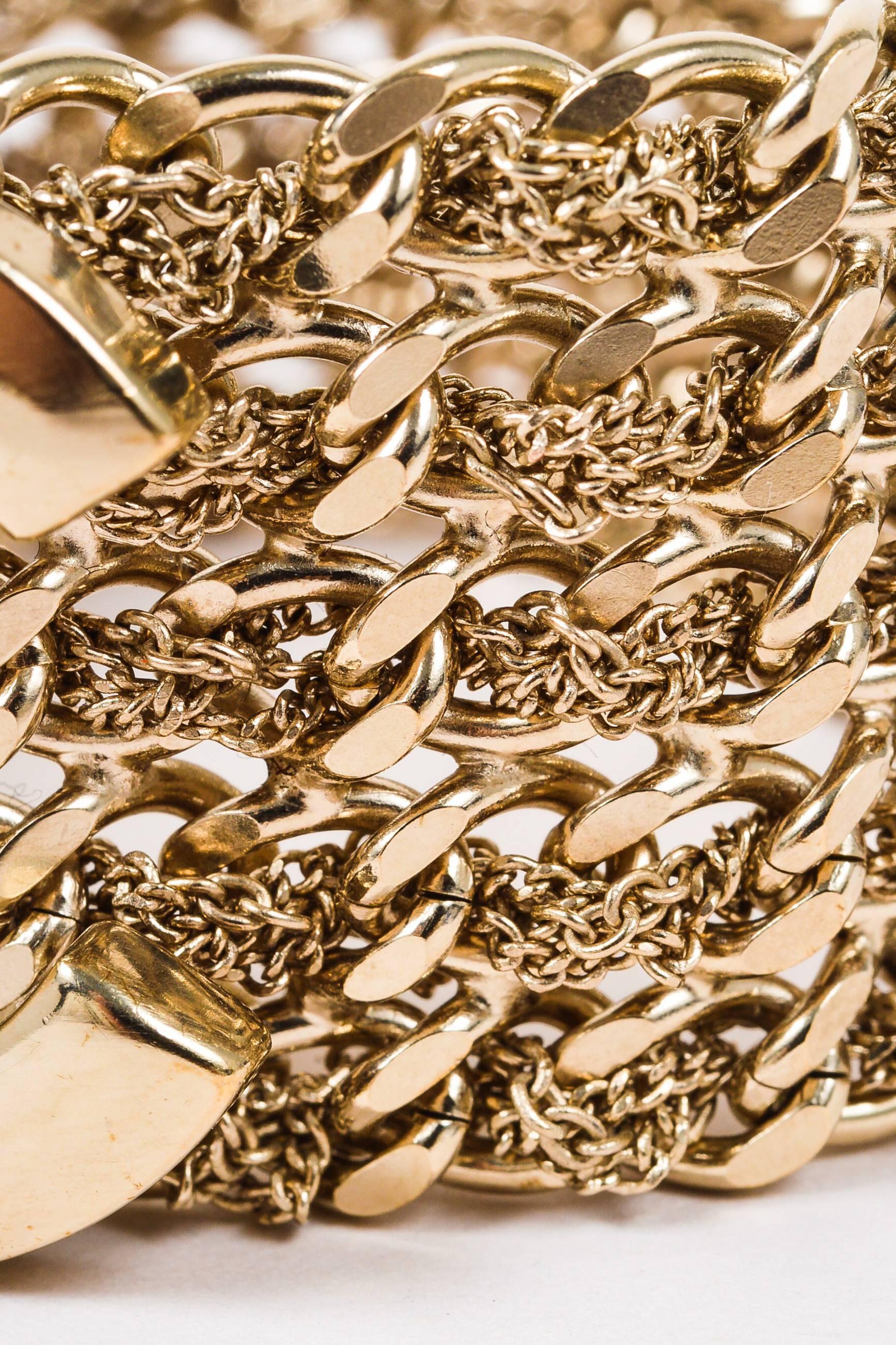 Women's Chanel 2012 Collection Gold Tone Multistrand 'CC' Turn Lock Bracelet Size M