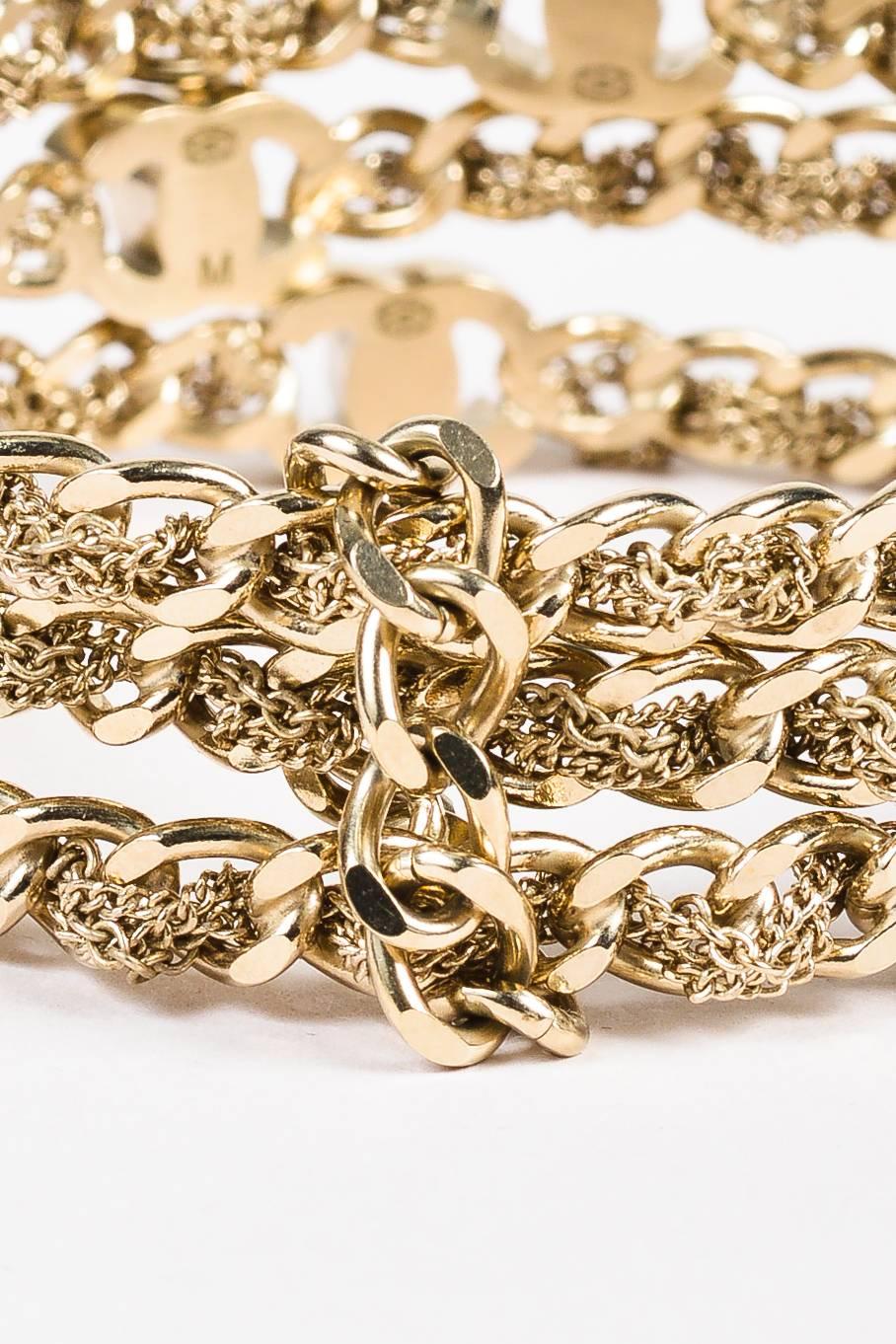 Chanel 2012 Collection Gold Tone 'CC' Logo Chain Bangle Bracelet Set Size M For Sale 1