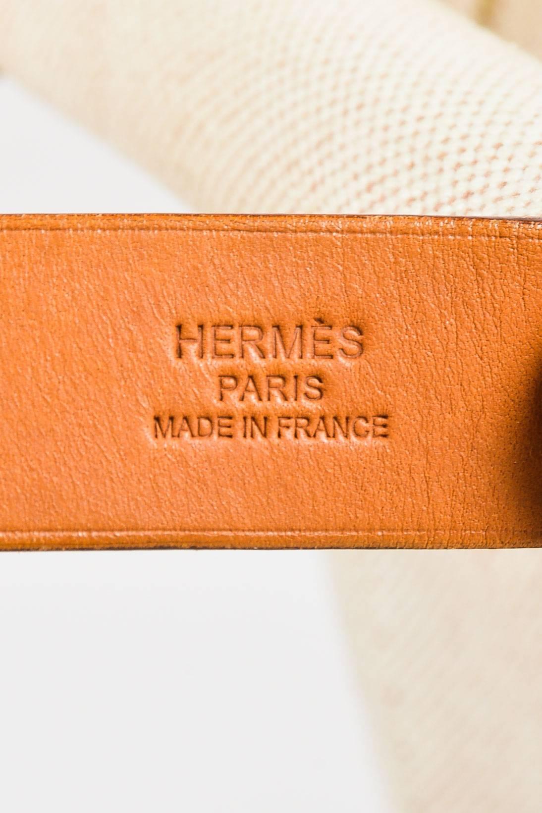 Hermes $1725 Beige & Tan Canvas & Leather Double Strap 