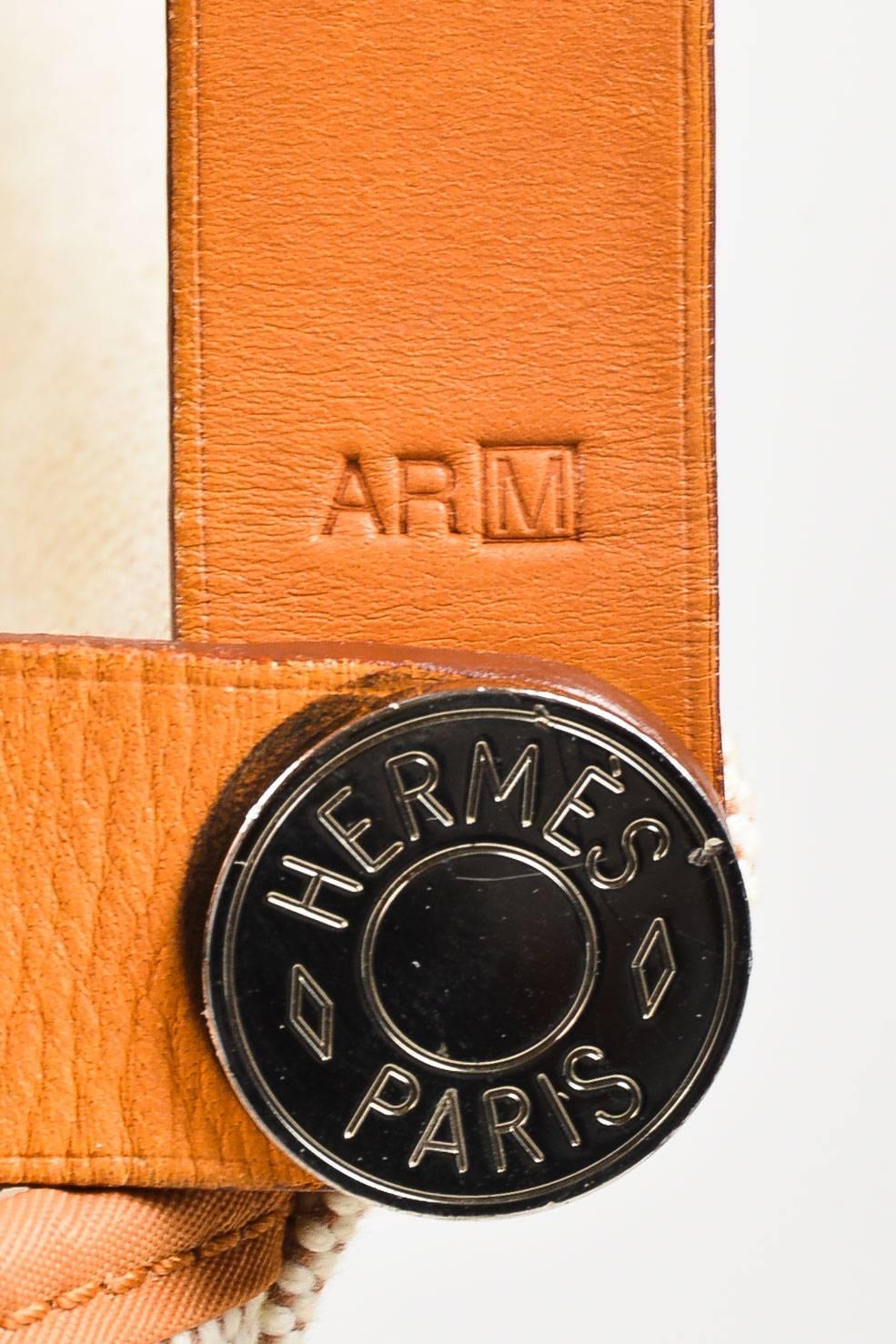 Hermes $1725 Beige & Tan Canvas & Leather Double Strap 