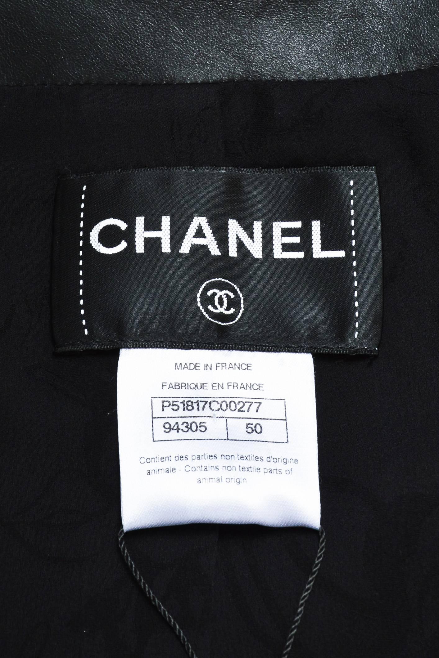 Chanel Black Gray & Red Lambskin & Wool Trimmed Four Pocket Jacket Size 50 In Good Condition For Sale In Chicago, IL