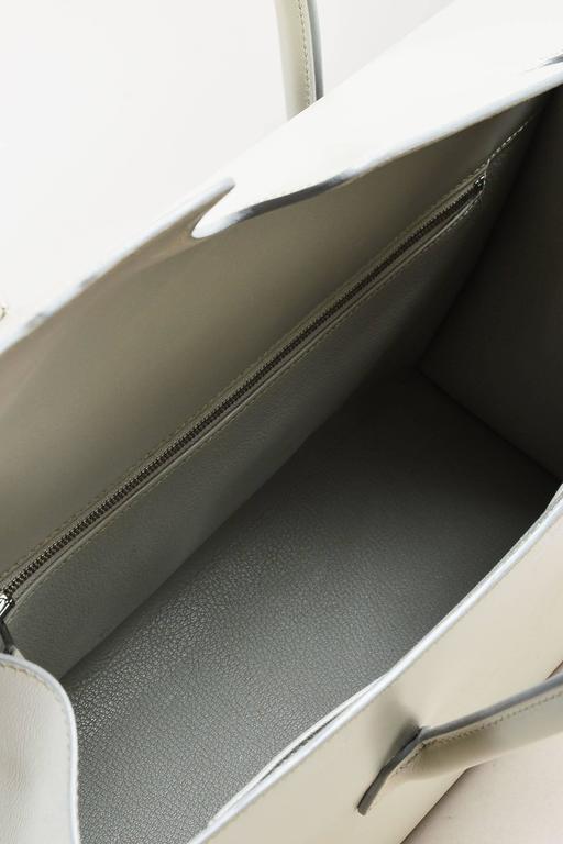 Hermes "Pearl Grey" and Silver Tone Chamonix Leather 'H' Clasp "Drag" 32cm Bag For Sale at 1stDibs