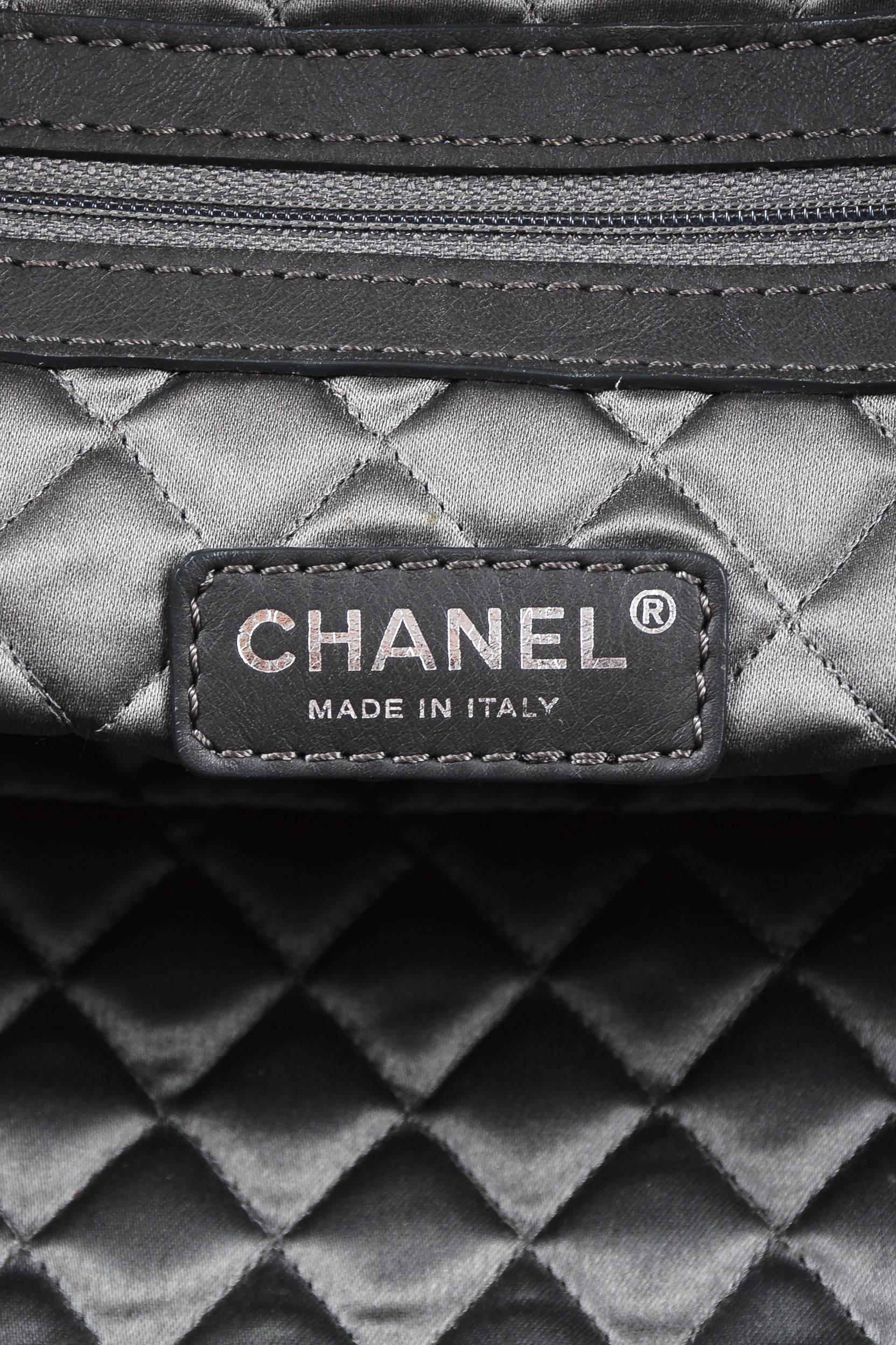 Chanel Distressed Metallic Silver Black Leather 