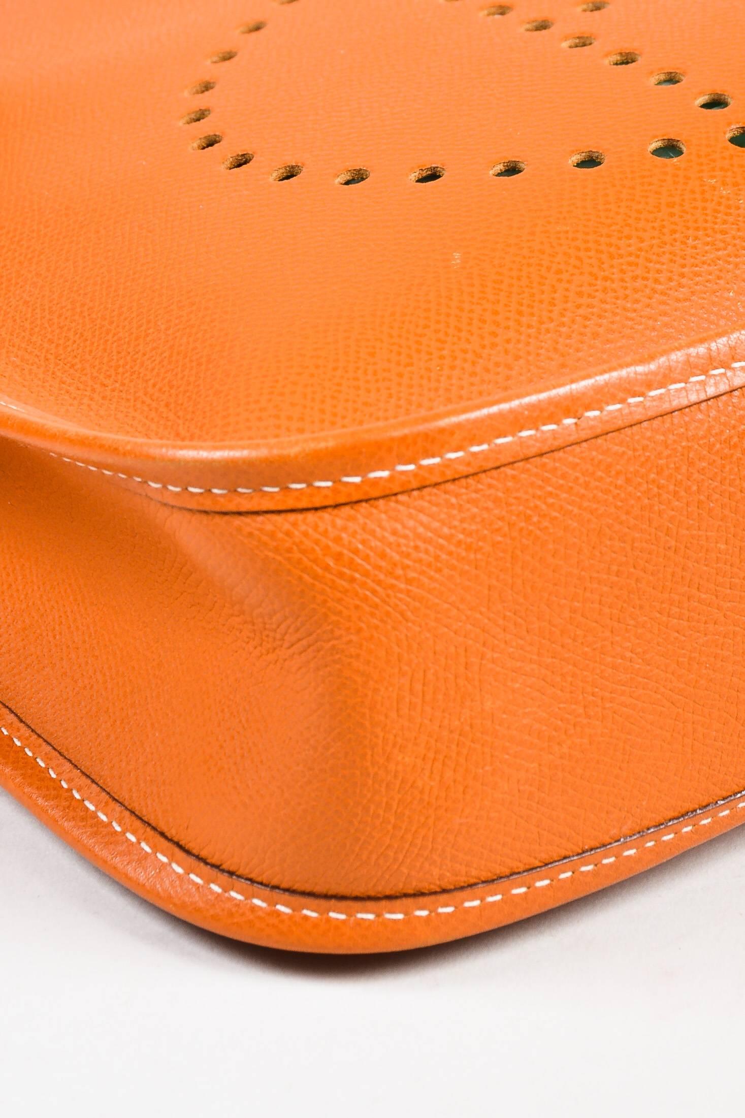 Women's Hermes Orange Epsom Leather 'Evelyne PM' Crossbody Bag For Sale