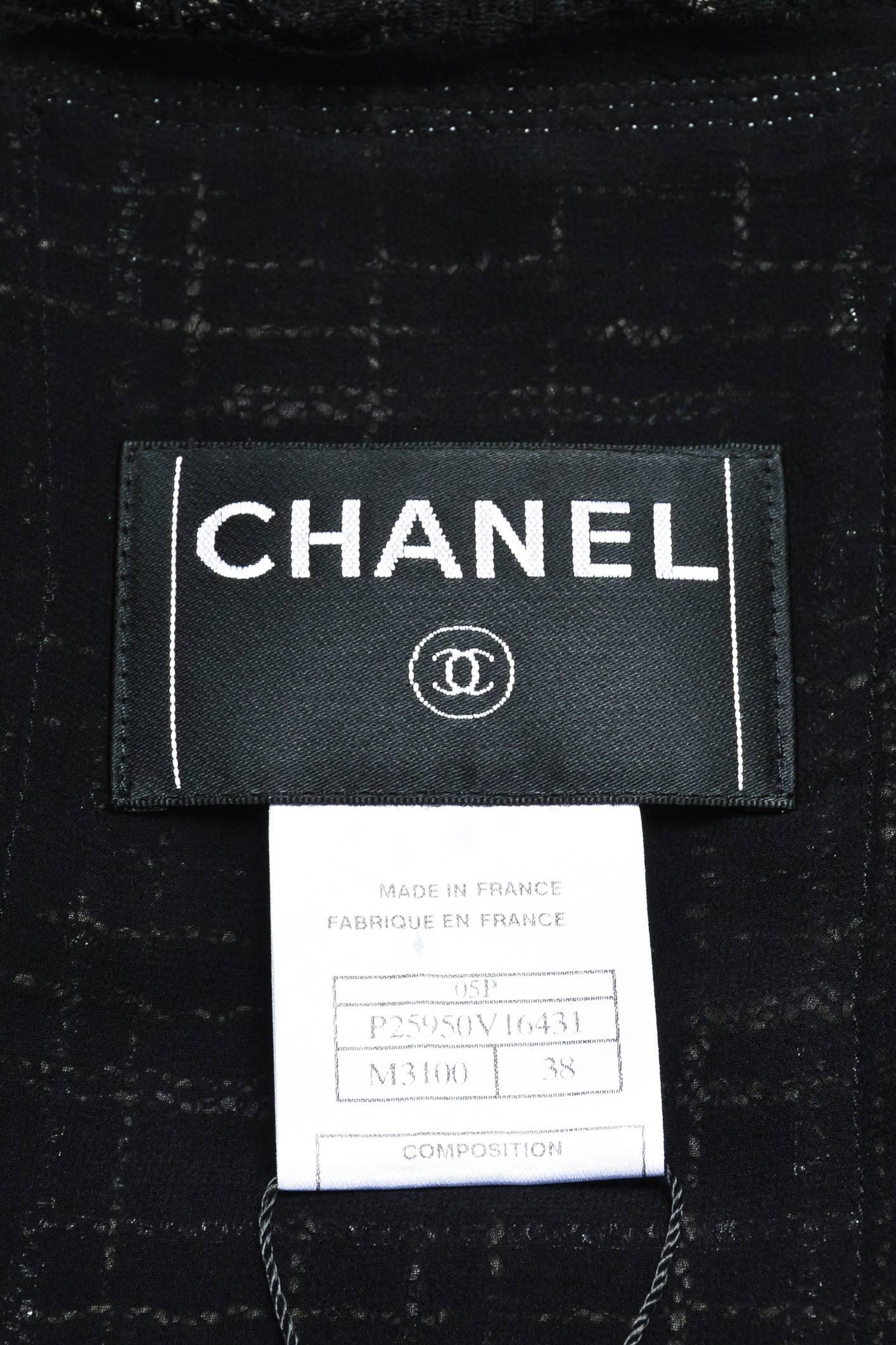 Chanel Black White Tweed Open Front Jacket Size 38 In Excellent Condition For Sale In Chicago, IL