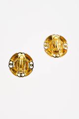Vintage Chanel Gold Tone Cream Faux Pearl Cut Out 'CC' Clip On Earrings