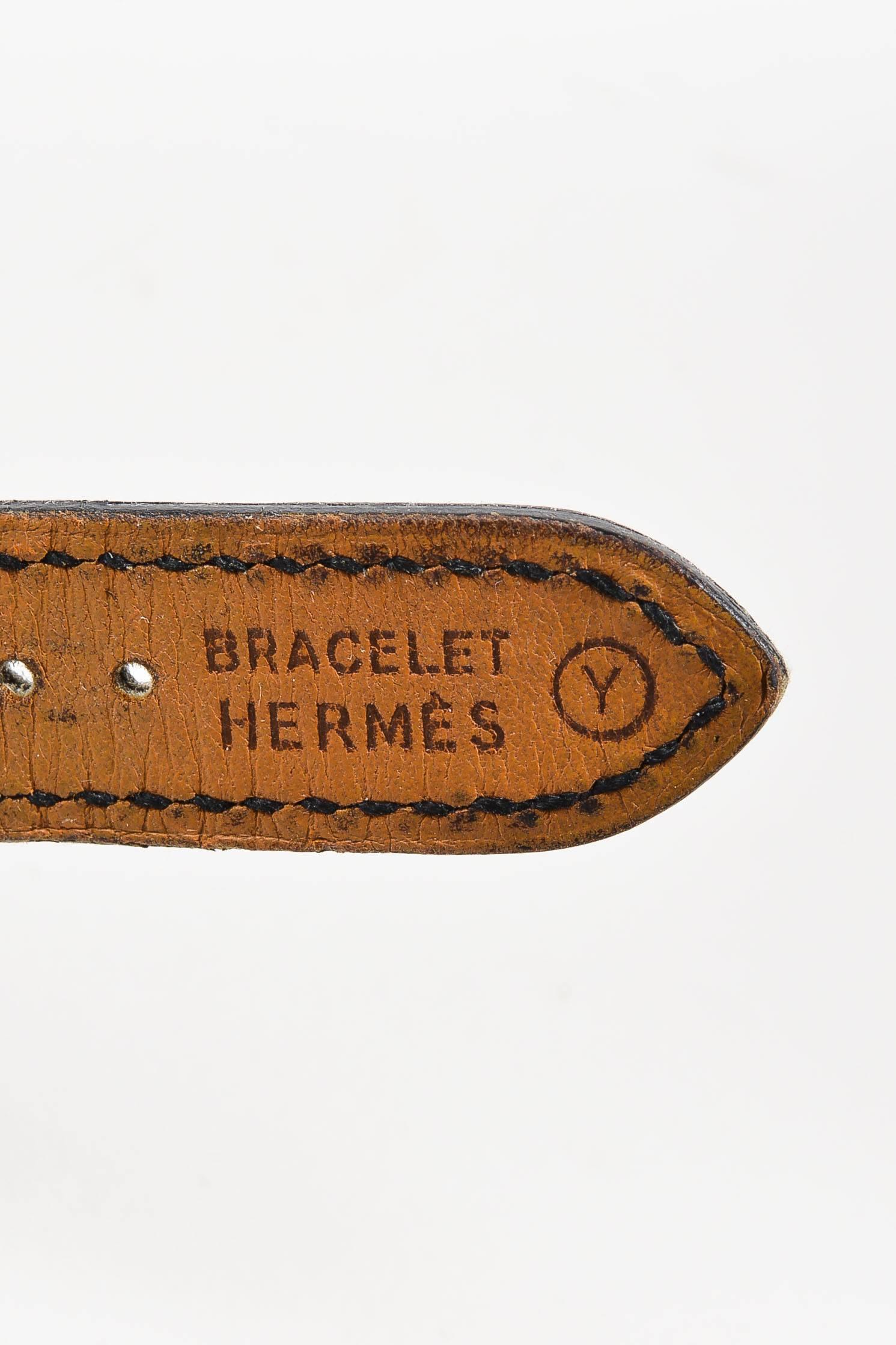 Vintage Hermes Black Leather Gold Plated Steel 