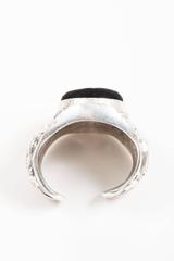 Vintage Yves Saint Laurent Silver Tone Black Velvet Baroque Cuff Bracelet