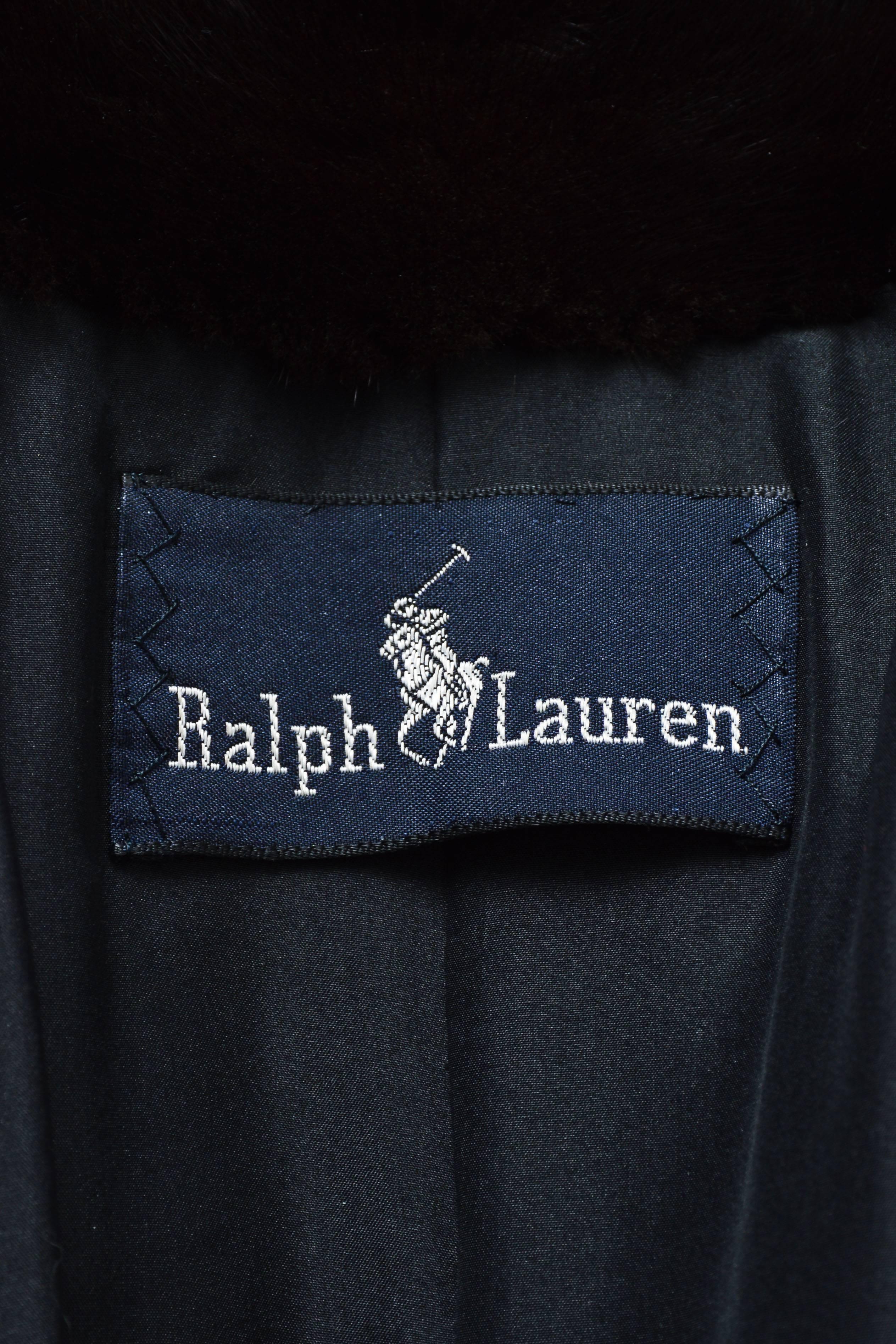 Women's Vintage Ralph Lauren Brown Mink Fur Long Coat For Sale