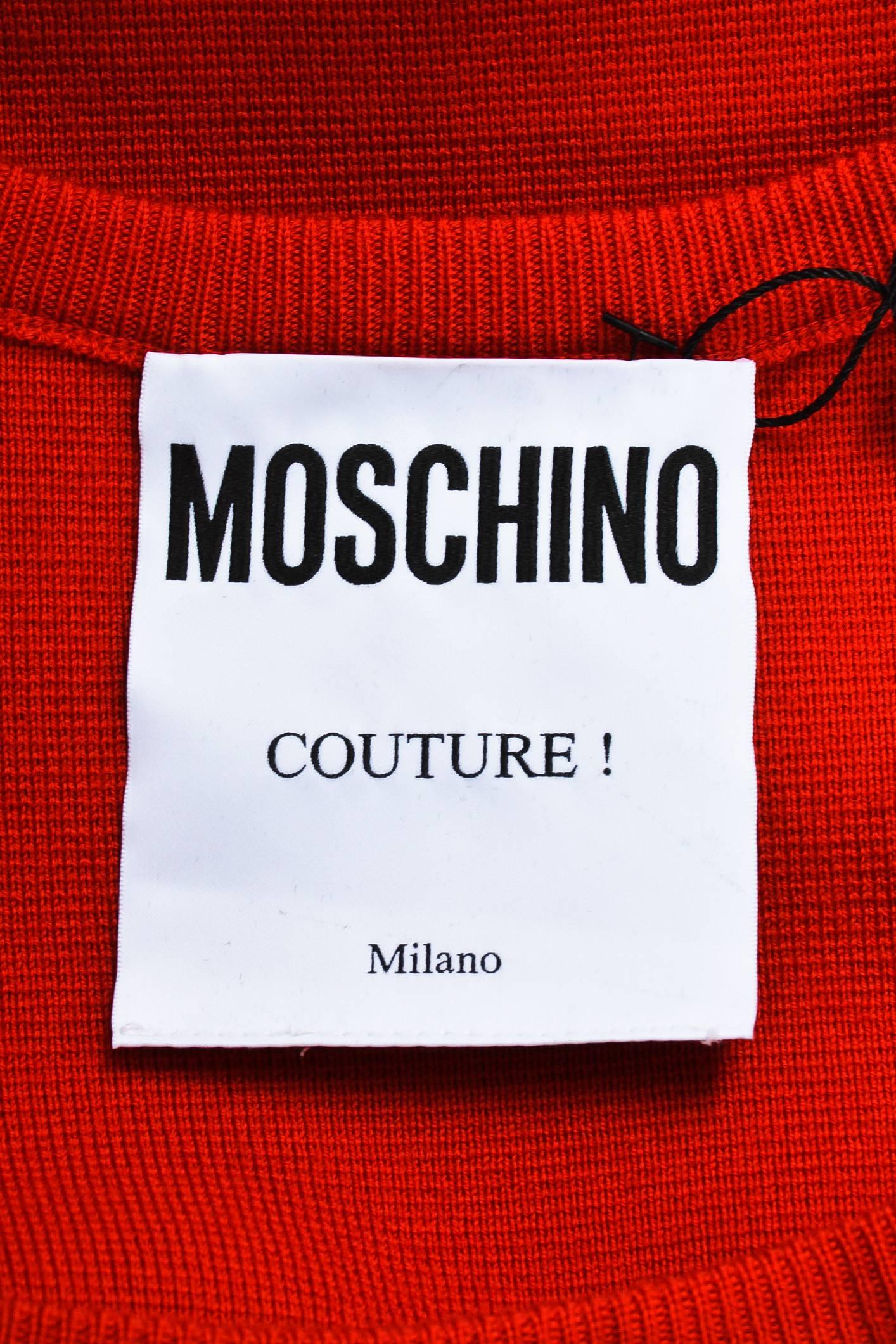 Moschino Couture NWOT Red Cream Wool Knit Sleeveless 