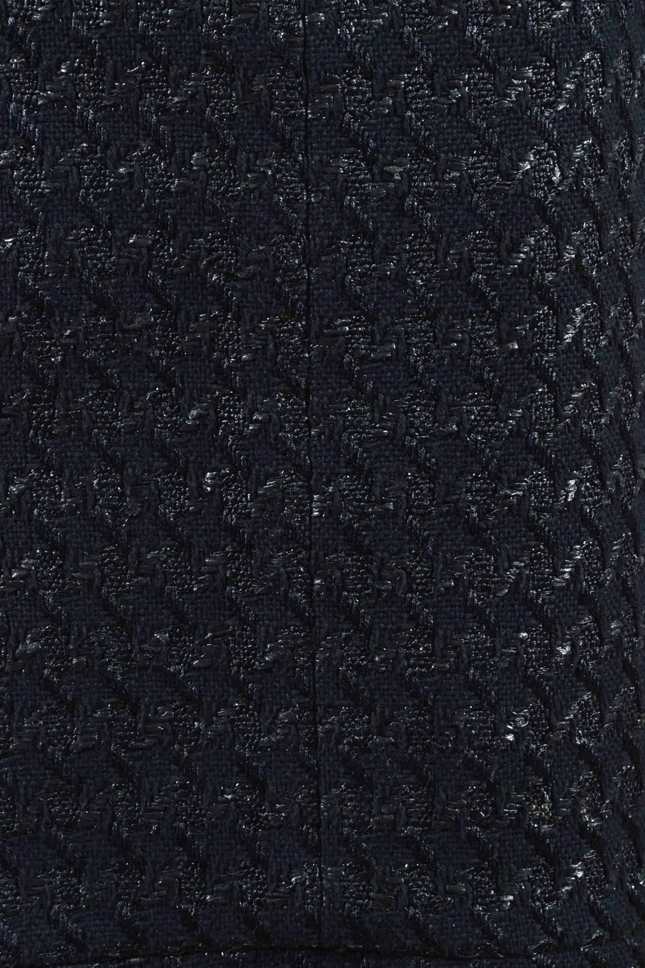 Women's Chanel 05P Black Silk Blend Tweed Houndstooth Patterned Skirt Size 40