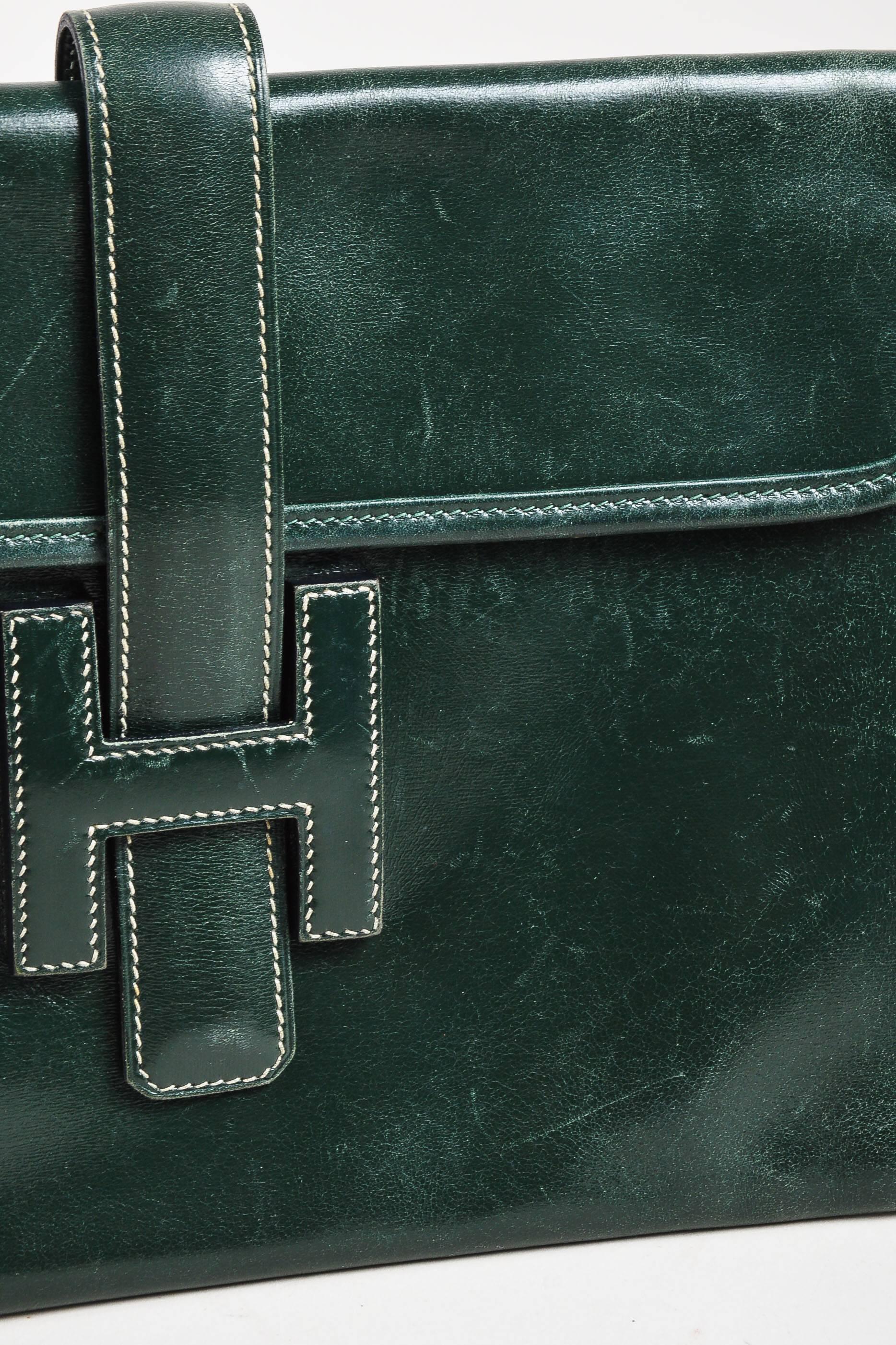 Vintage Hermes Dark Green Leather 