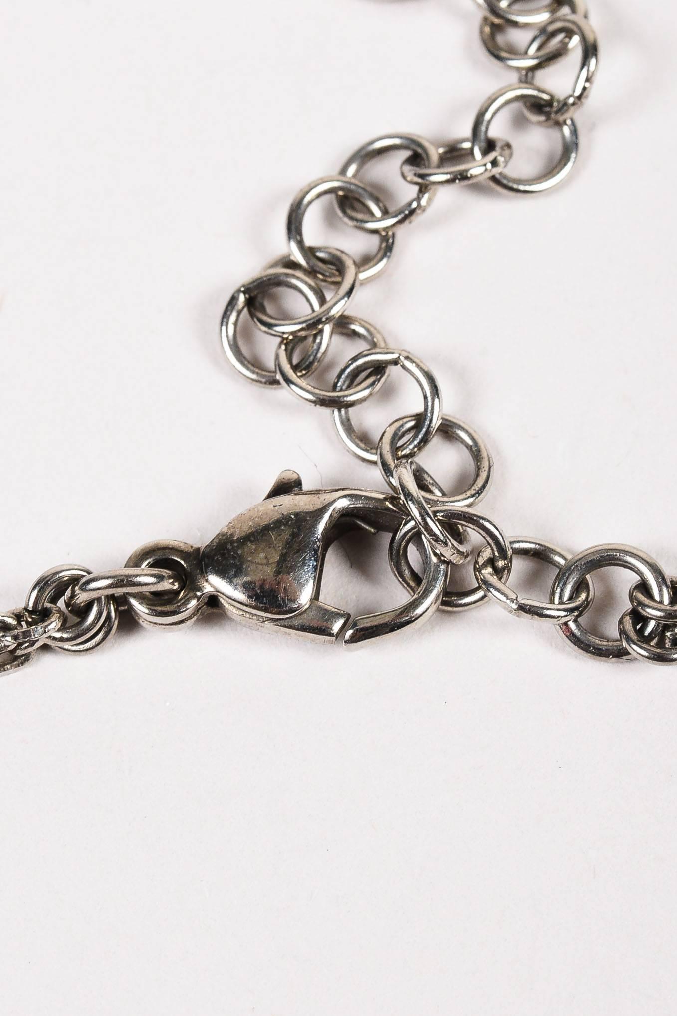 Women's Chanel 08P Silver Tone Black Swarovski Crystal 'CC' Logo Double Chain Necklace For Sale
