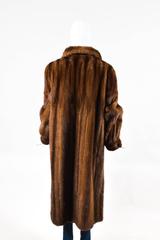 Vintage Oscar de la Renta Brown Fur Collared Long Coat