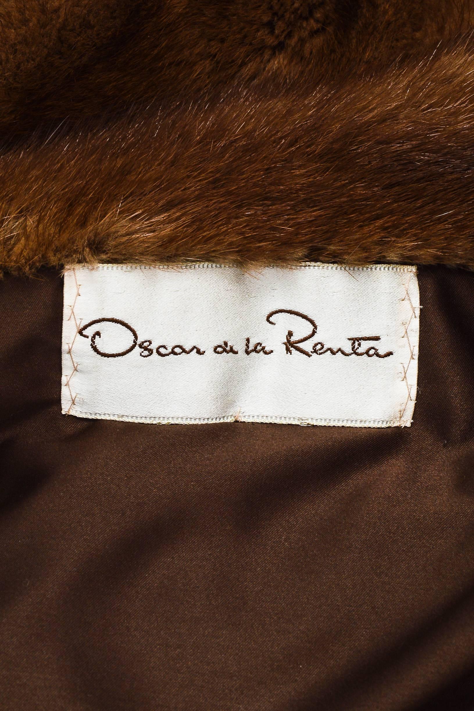 Vintage Oscar de la Renta Brown Fur Collared Long Coat For Sale 1