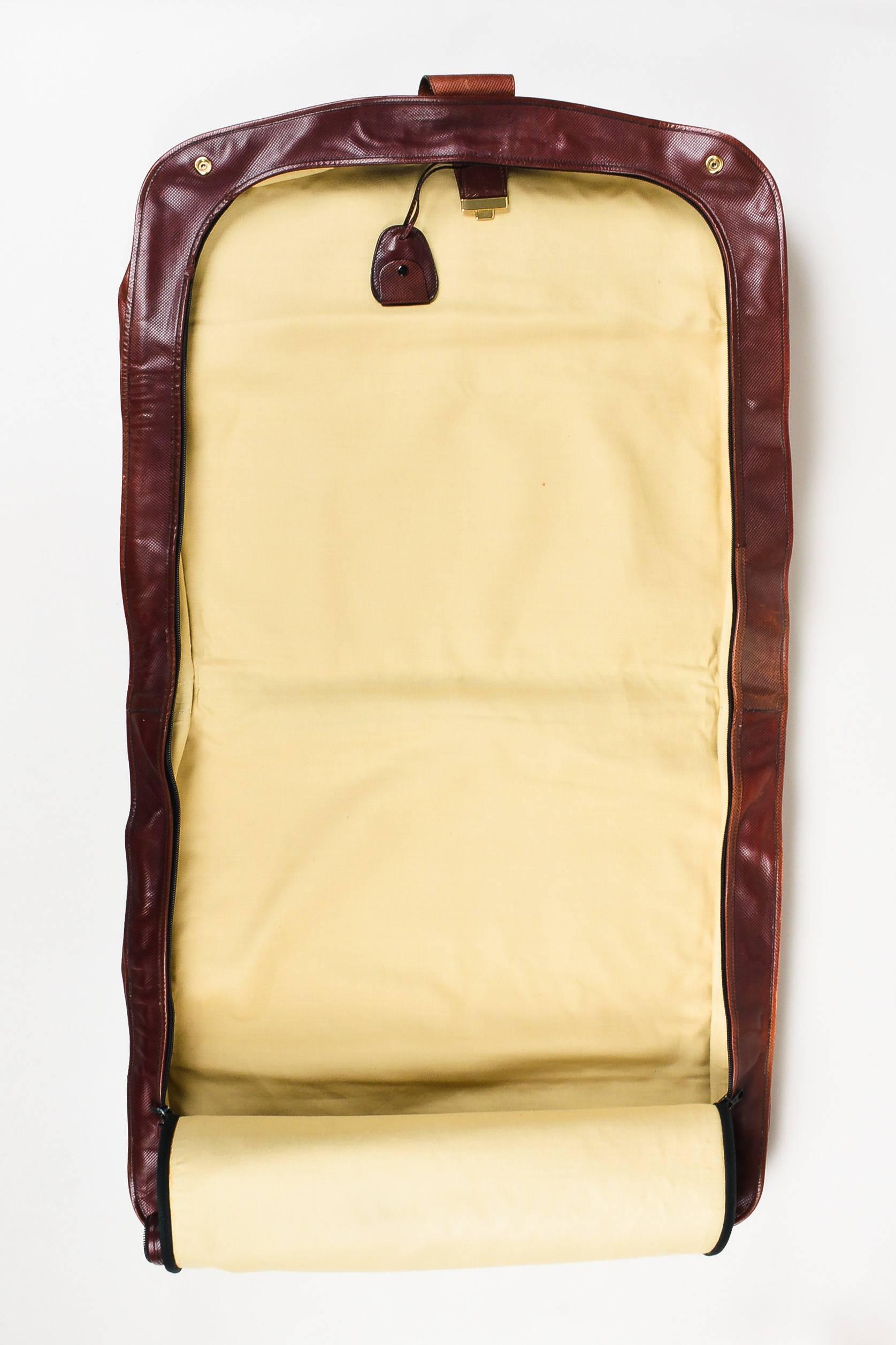 Vintage Bottega Veneta Reddish Brown Textured Leather GHW Folding Garment Bag For Sale 5