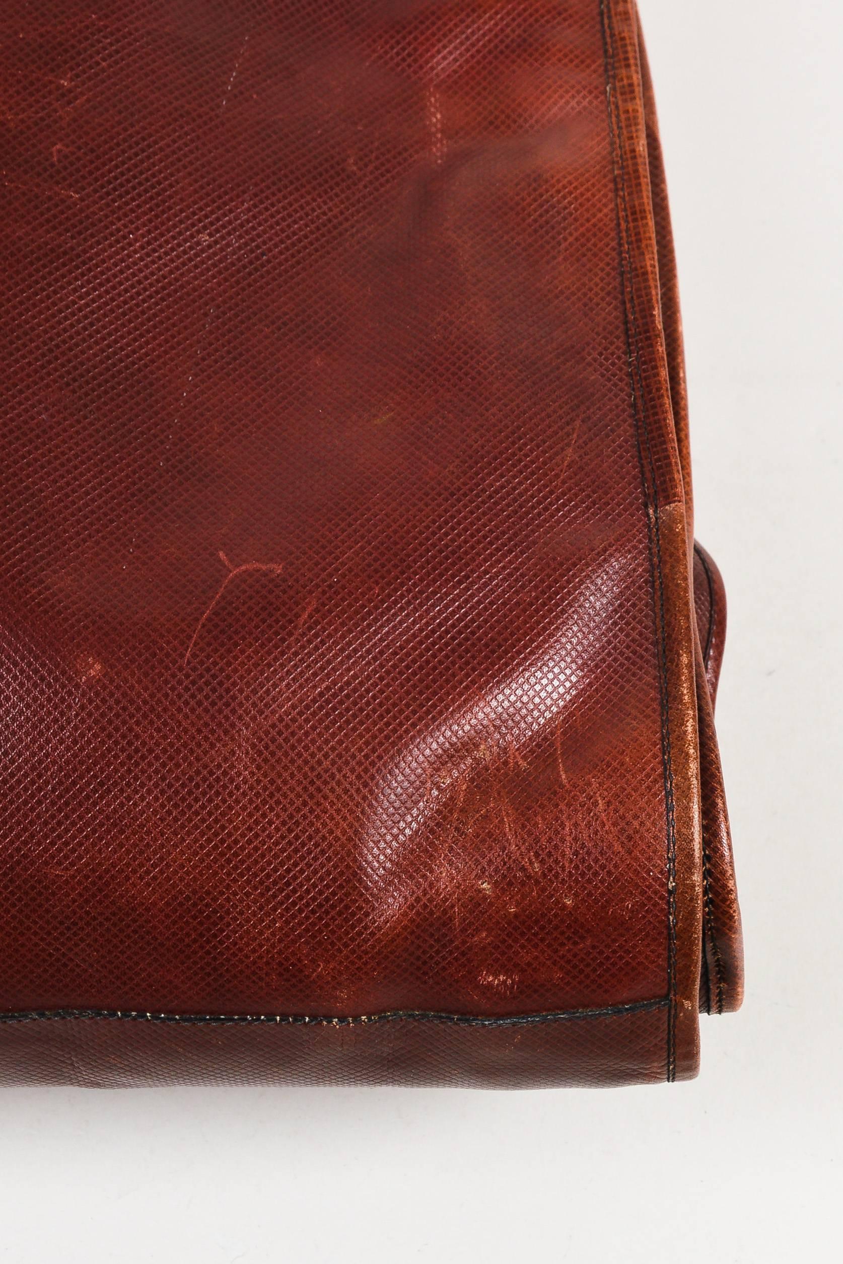 Vintage Bottega Veneta Reddish Brown Textured Leather GHW Folding Garment Bag For Sale 1