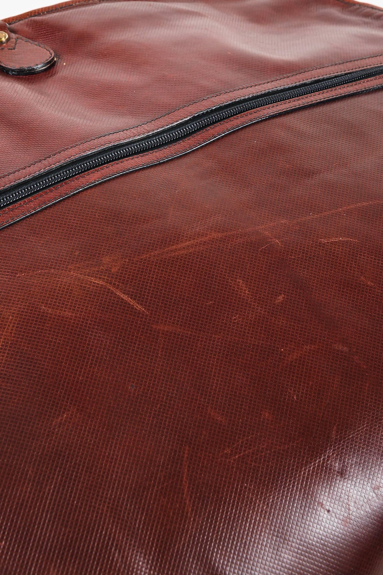 Vintage Bottega Veneta Reddish Brown Textured Leather GHW Folding Garment Bag For Sale 2