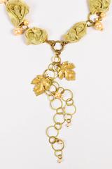 Susanna Galanis Vintage Brass Mother Of Pearl Ribbon Necklace