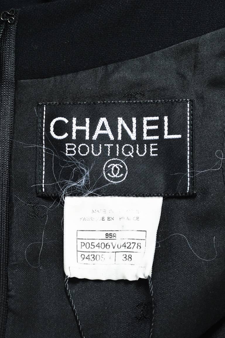 Vintage Chanel Boutique Black Wool & Silk 'CC' Button Peplum Top SZ 38 In Excellent Condition For Sale In Chicago, IL